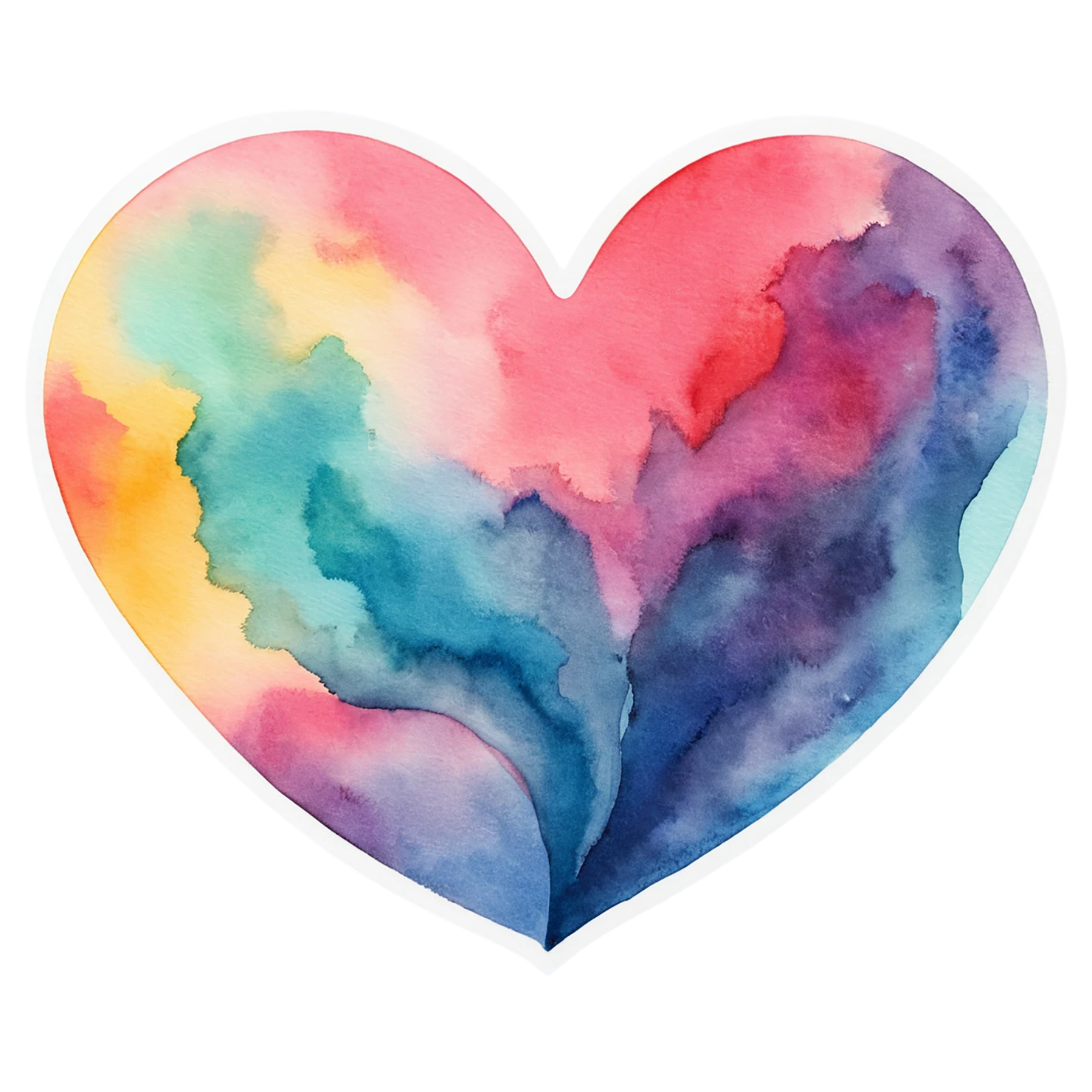 heart watercolor sticker isolated on transparent background #18350