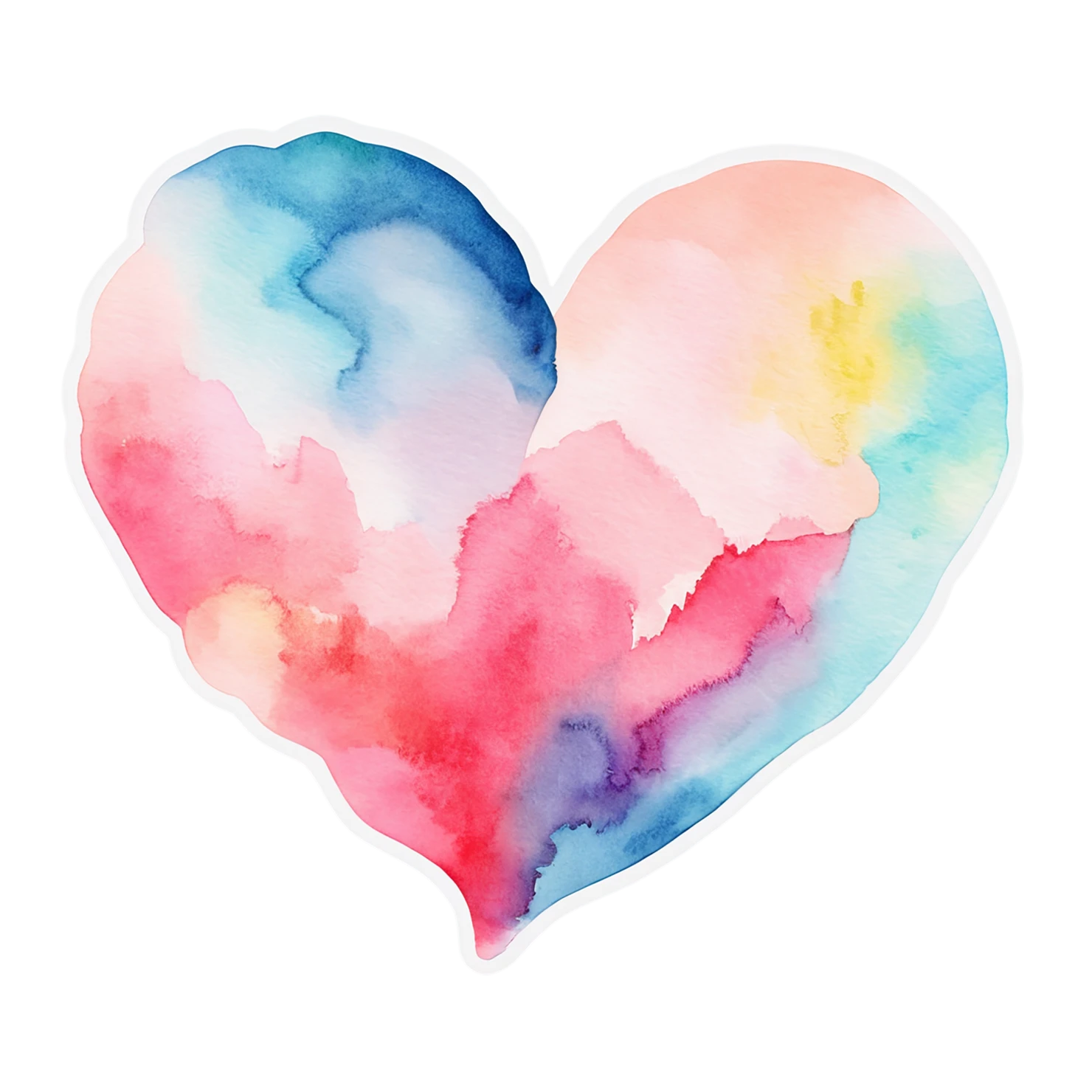 heart watercolor sticker isolated on transparent background #18351