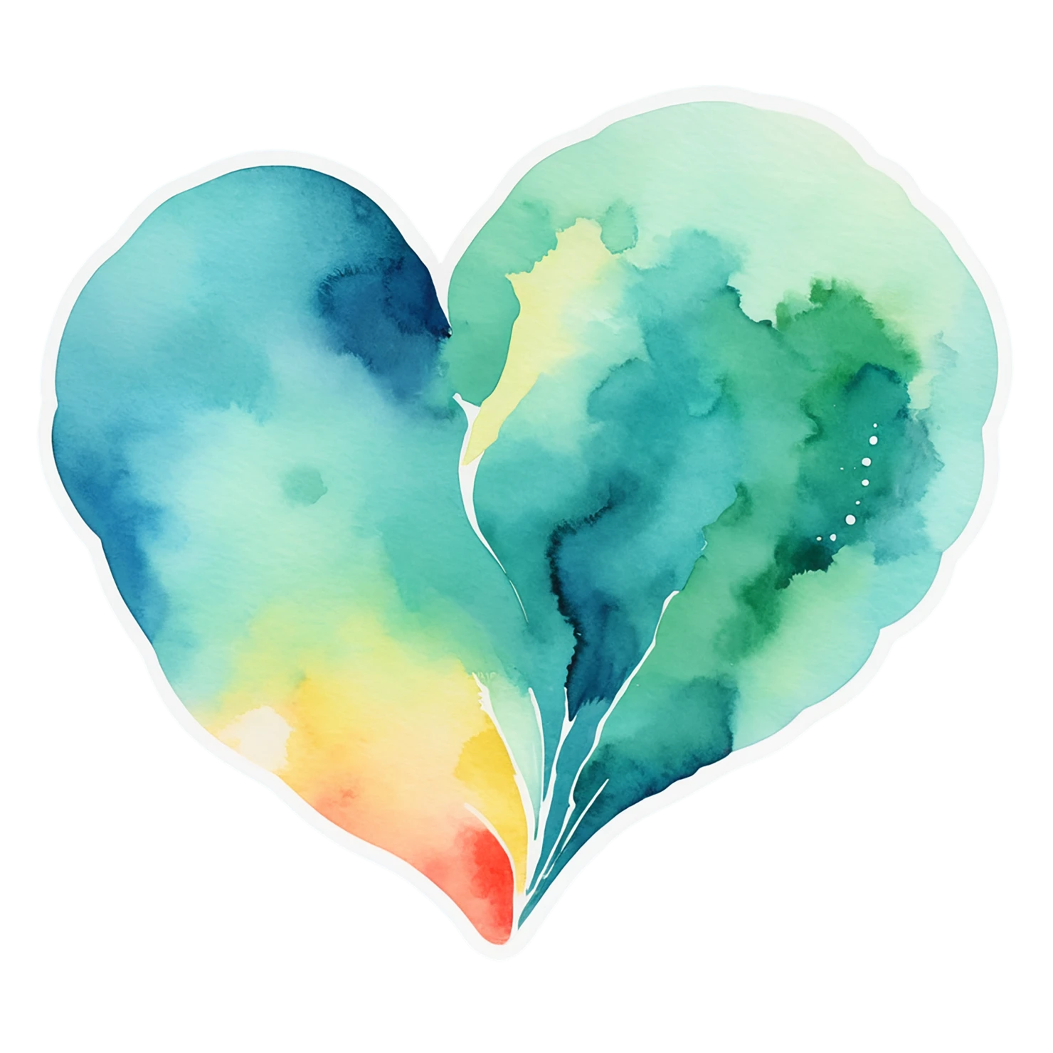 heart watercolor sticker isolated on transparent background #18352