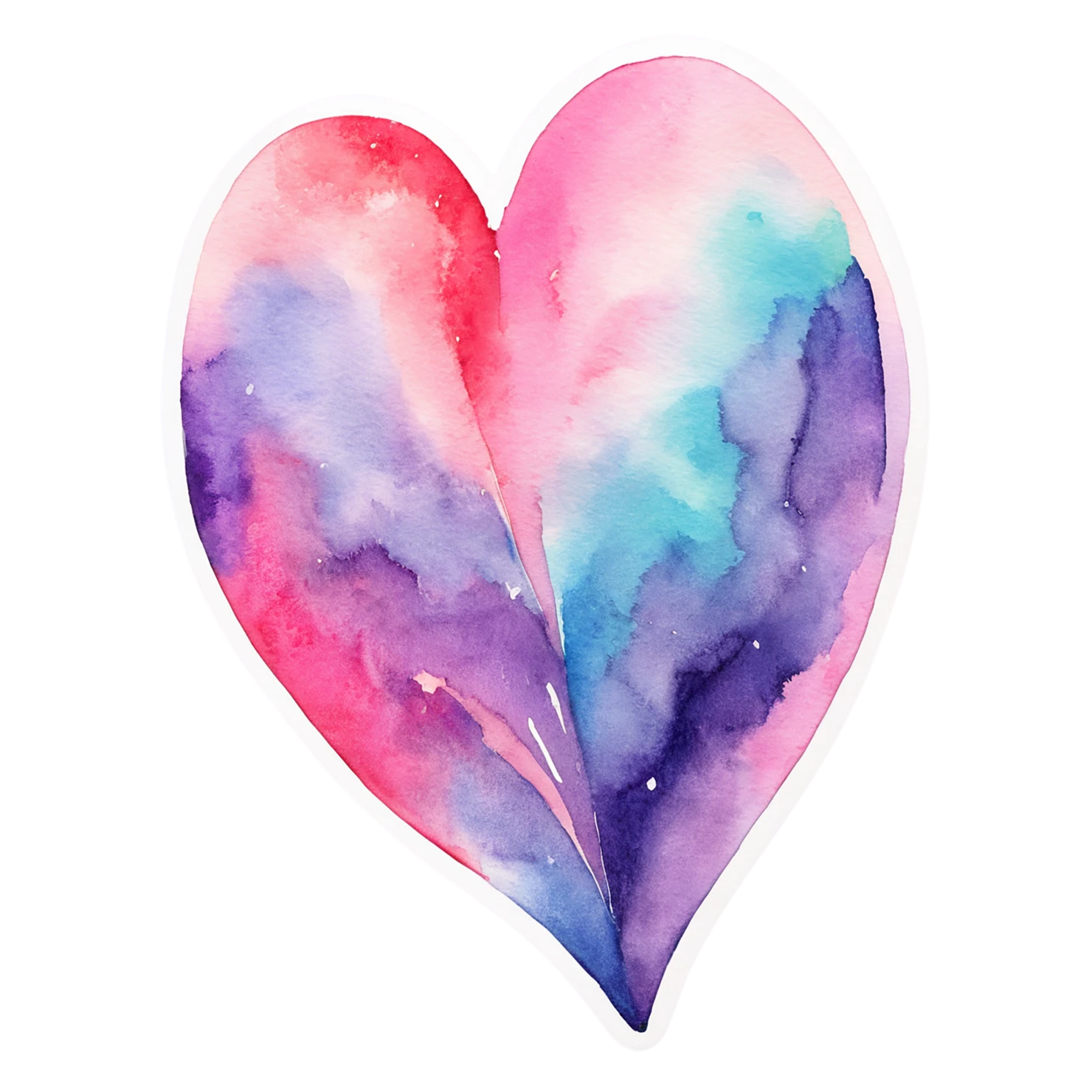 heart watercolor sticker isolated on transparent background #18357