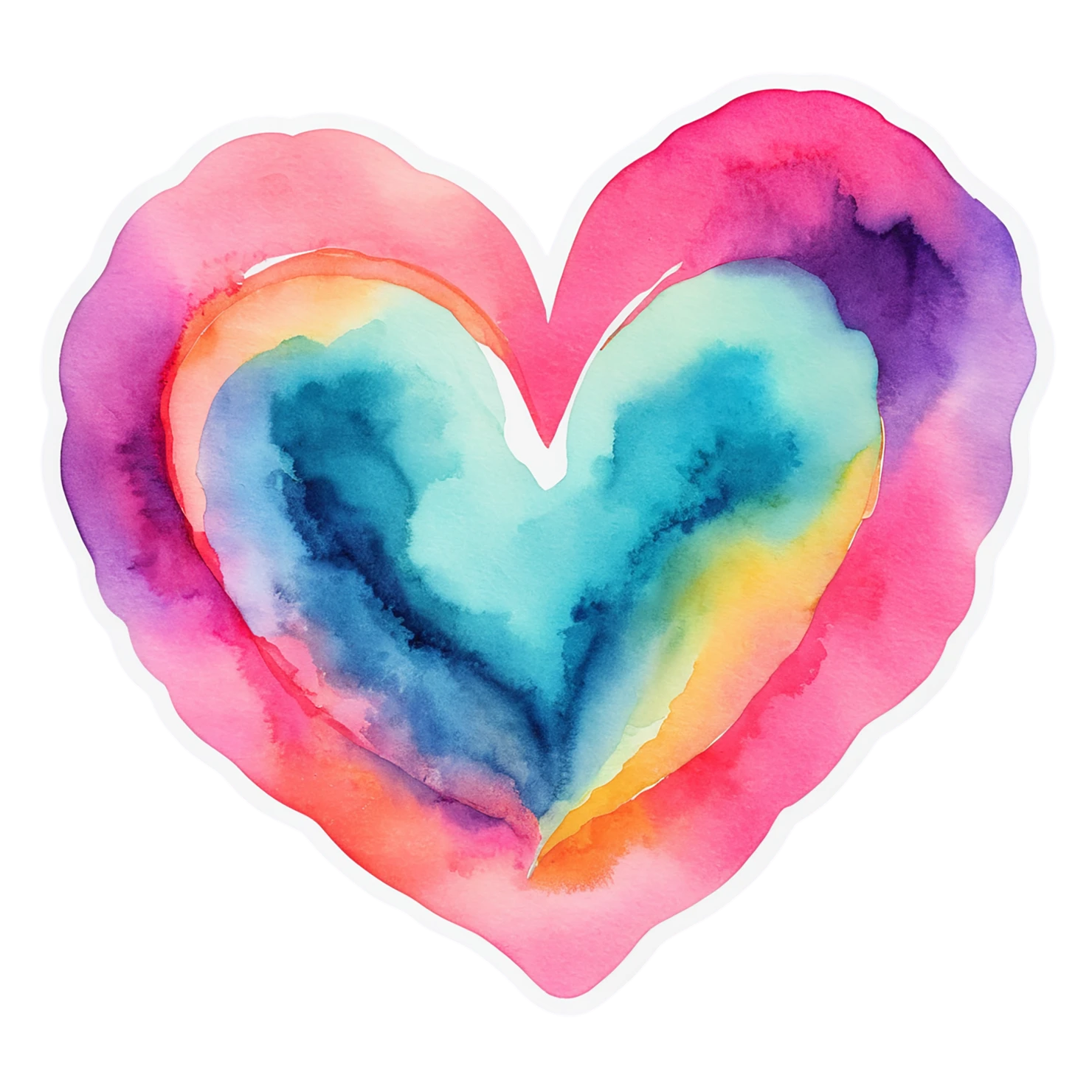 heart watercolor sticker isolated on transparent background #18362