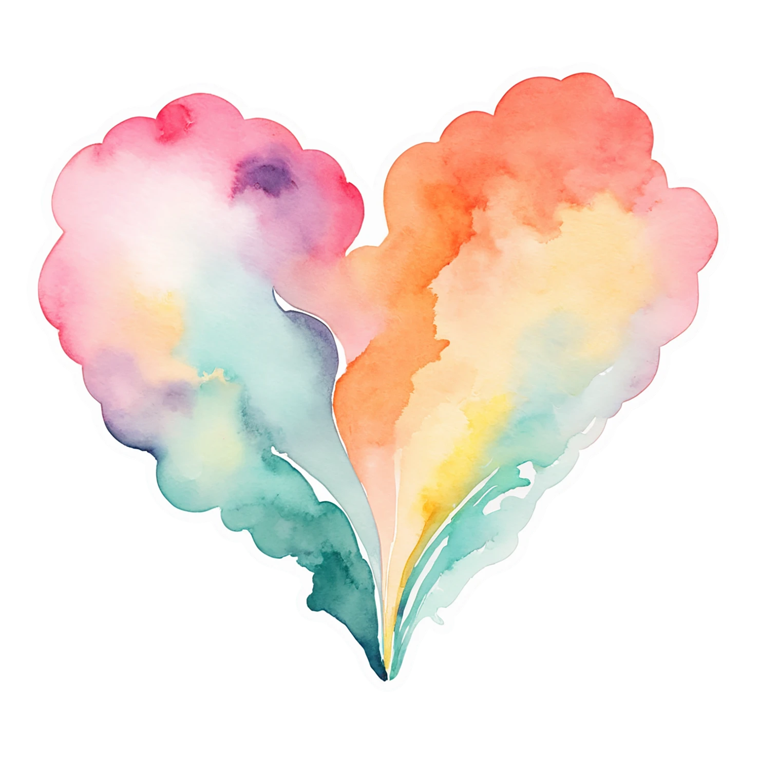 heart watercolor sticker isolated on transparent background #18365