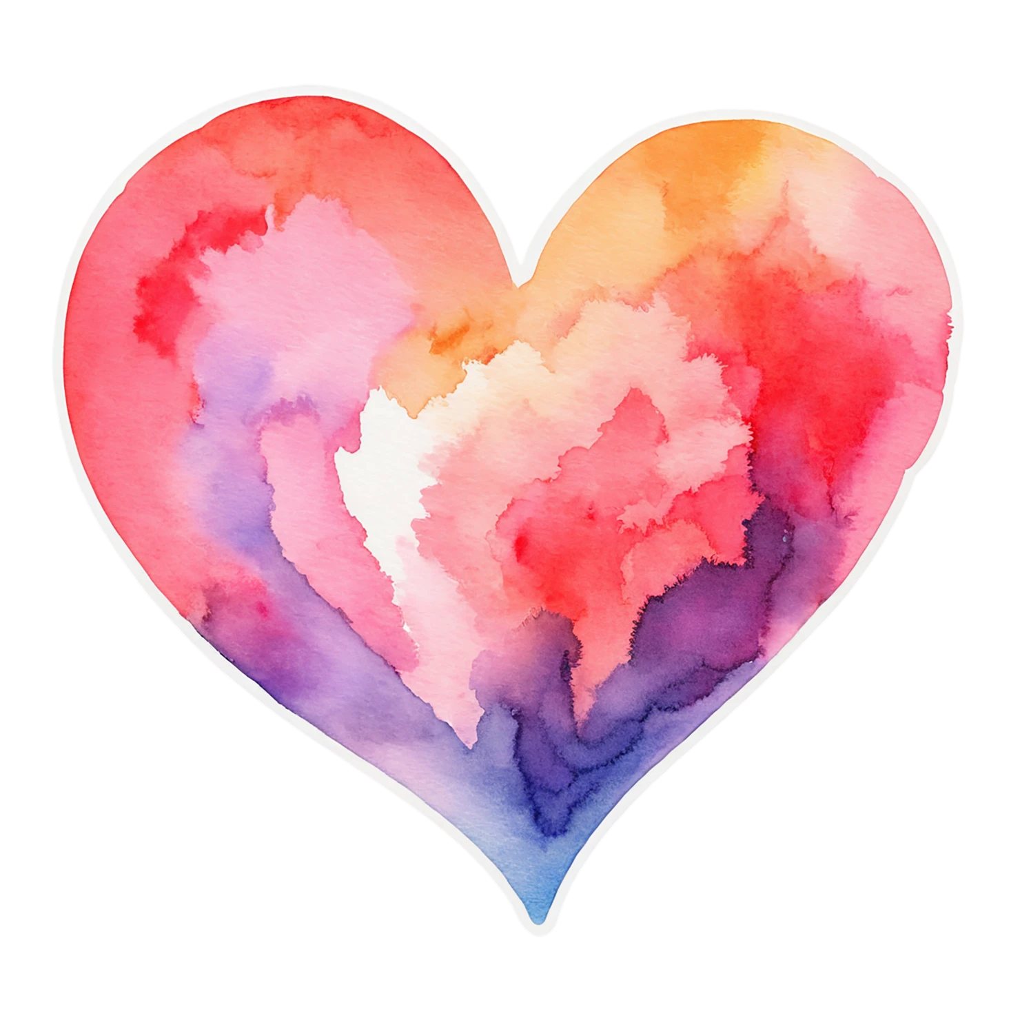heart watercolor sticker isolated on transparent background #18376