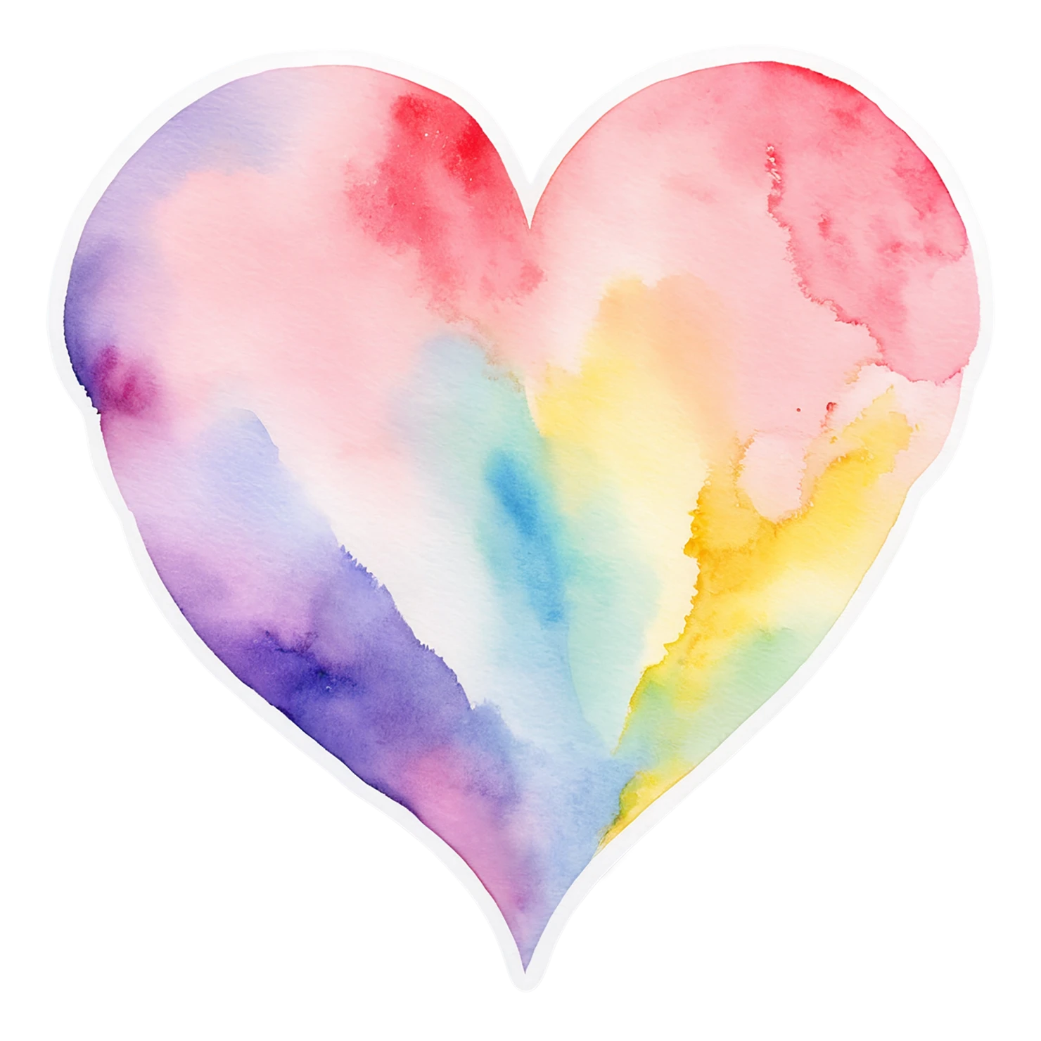 heart watercolor sticker isolated on transparent background #18380