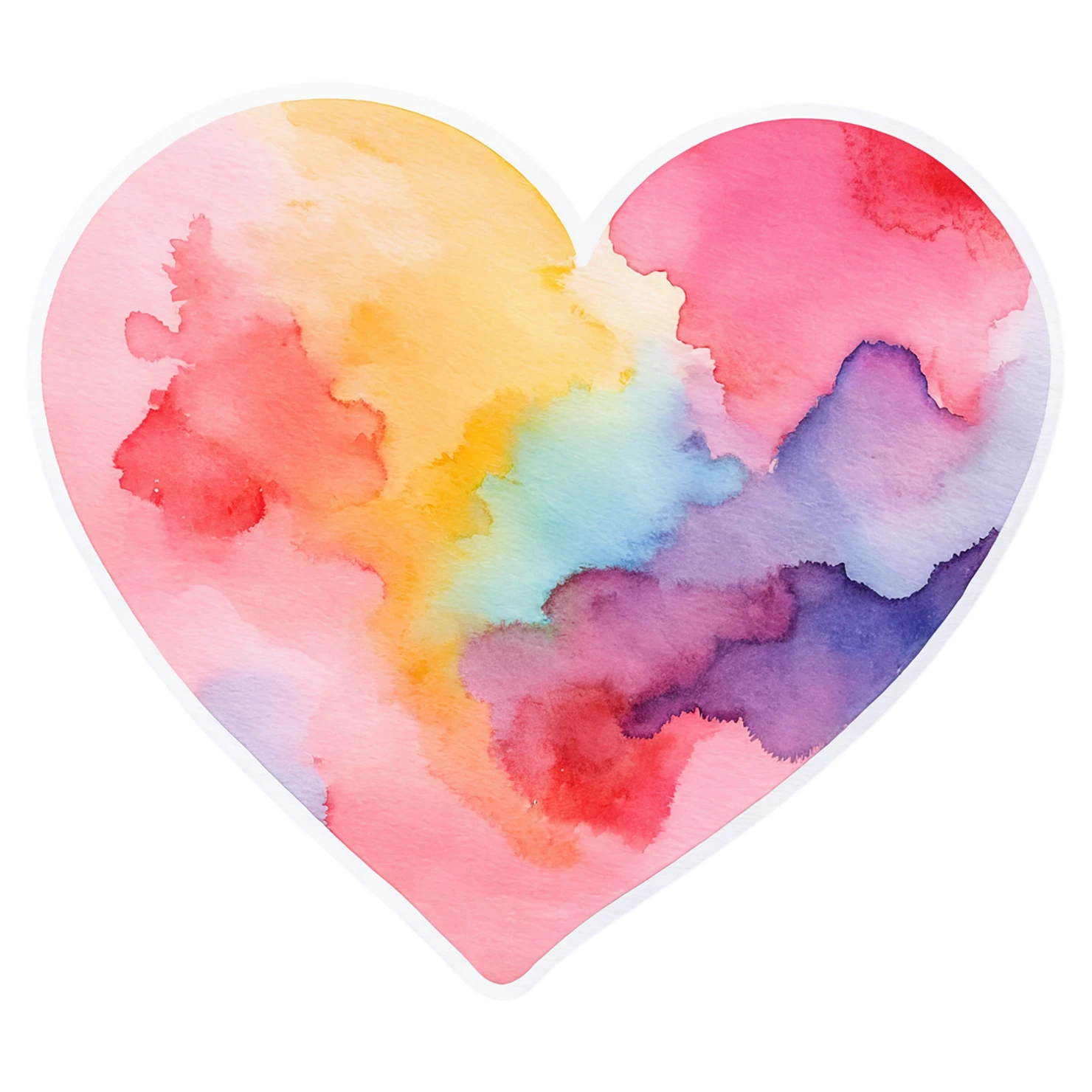 heart watercolor sticker isolated on transparent background #18381