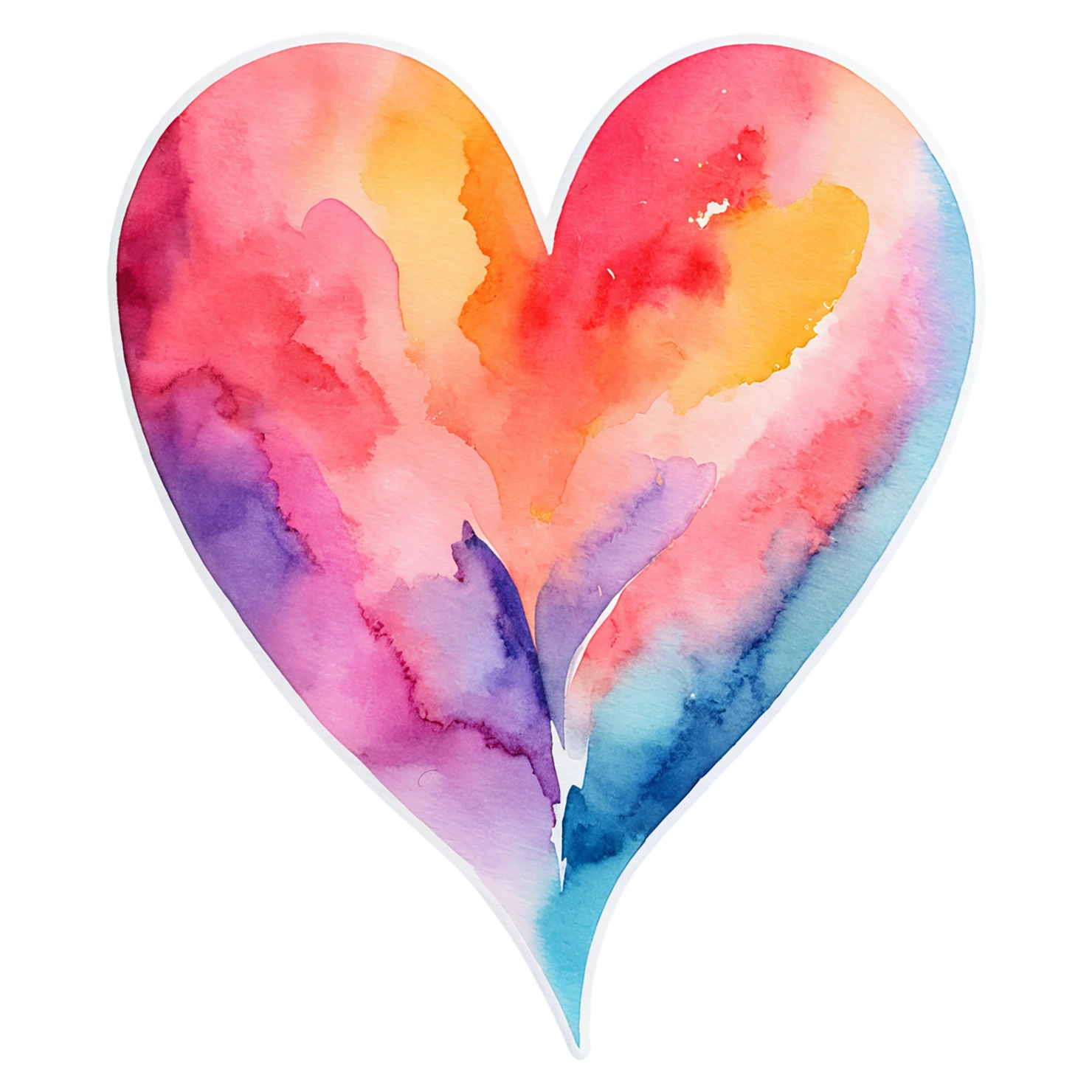 heart watercolor sticker isolated on transparent background #18382