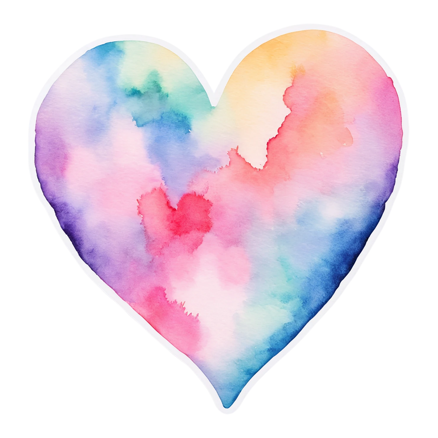 heart watercolor sticker isolated on transparent background #18384