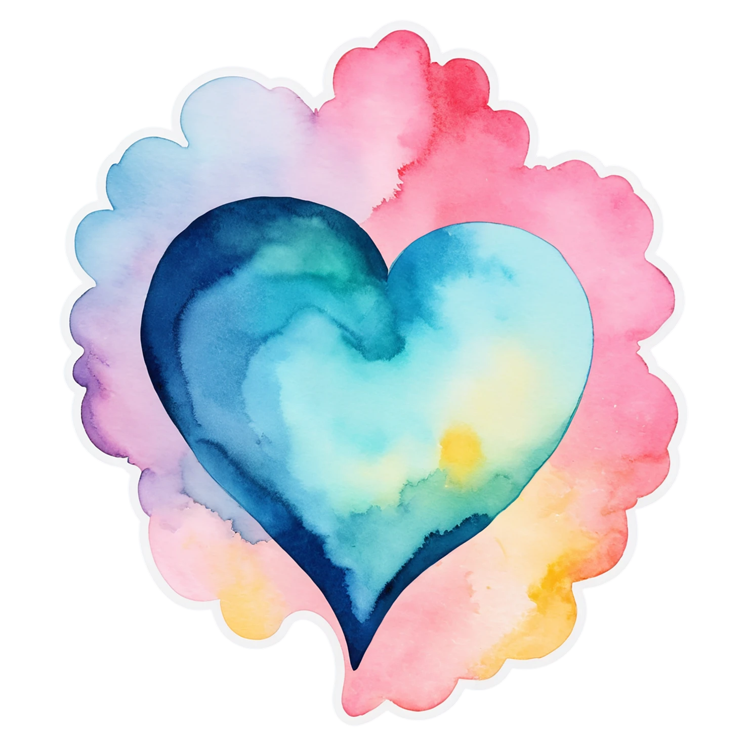 heart watercolor sticker isolated on transparent background #18385