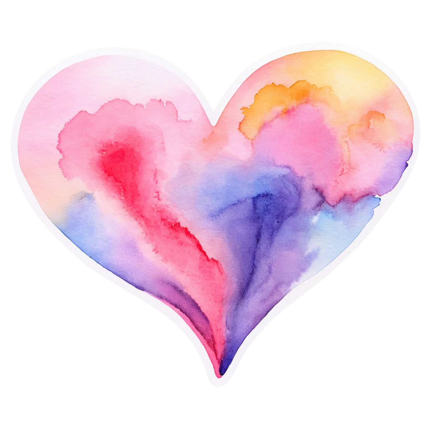 heart watercolor sticker isolated on transparent background #18387