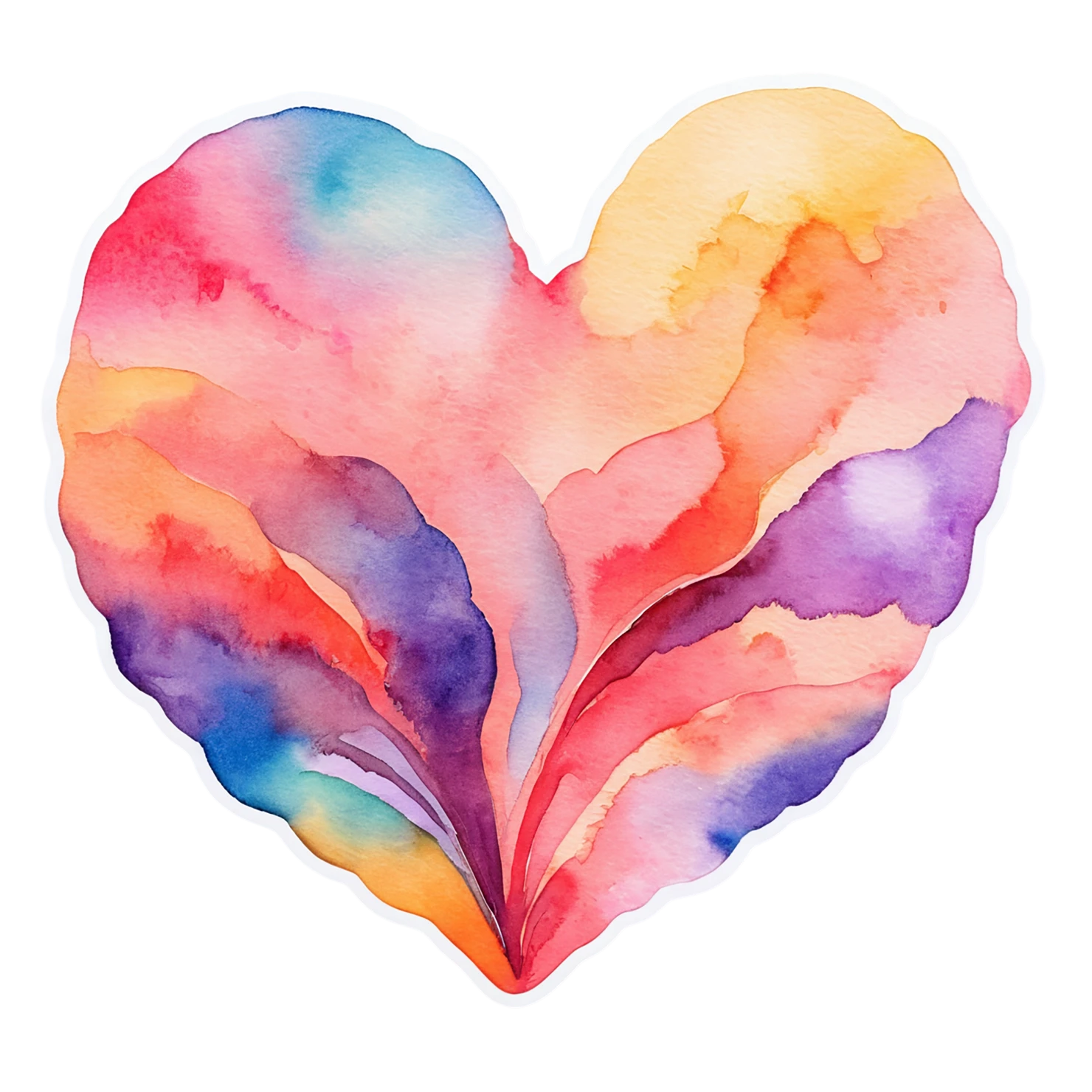 heart watercolor sticker isolated on transparent background #18389