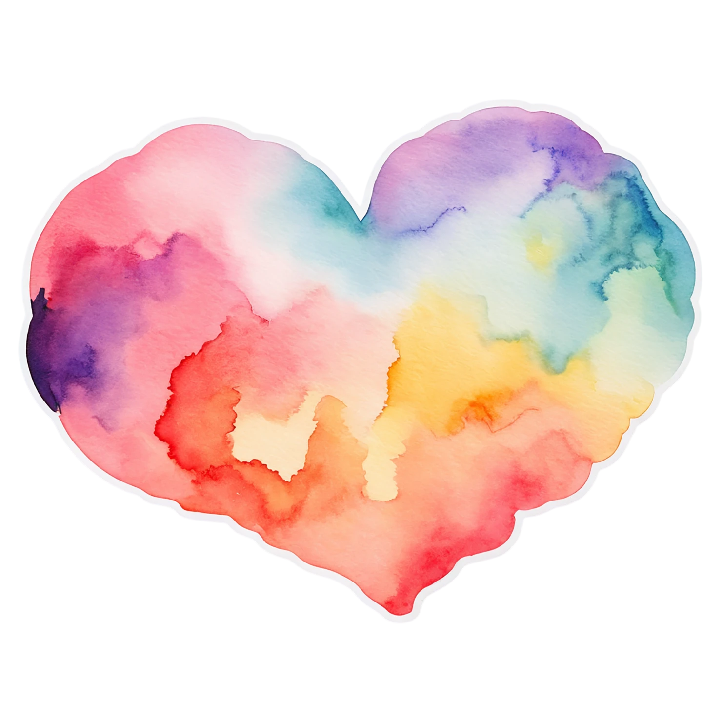 heart watercolor sticker isolated on transparent background #18390