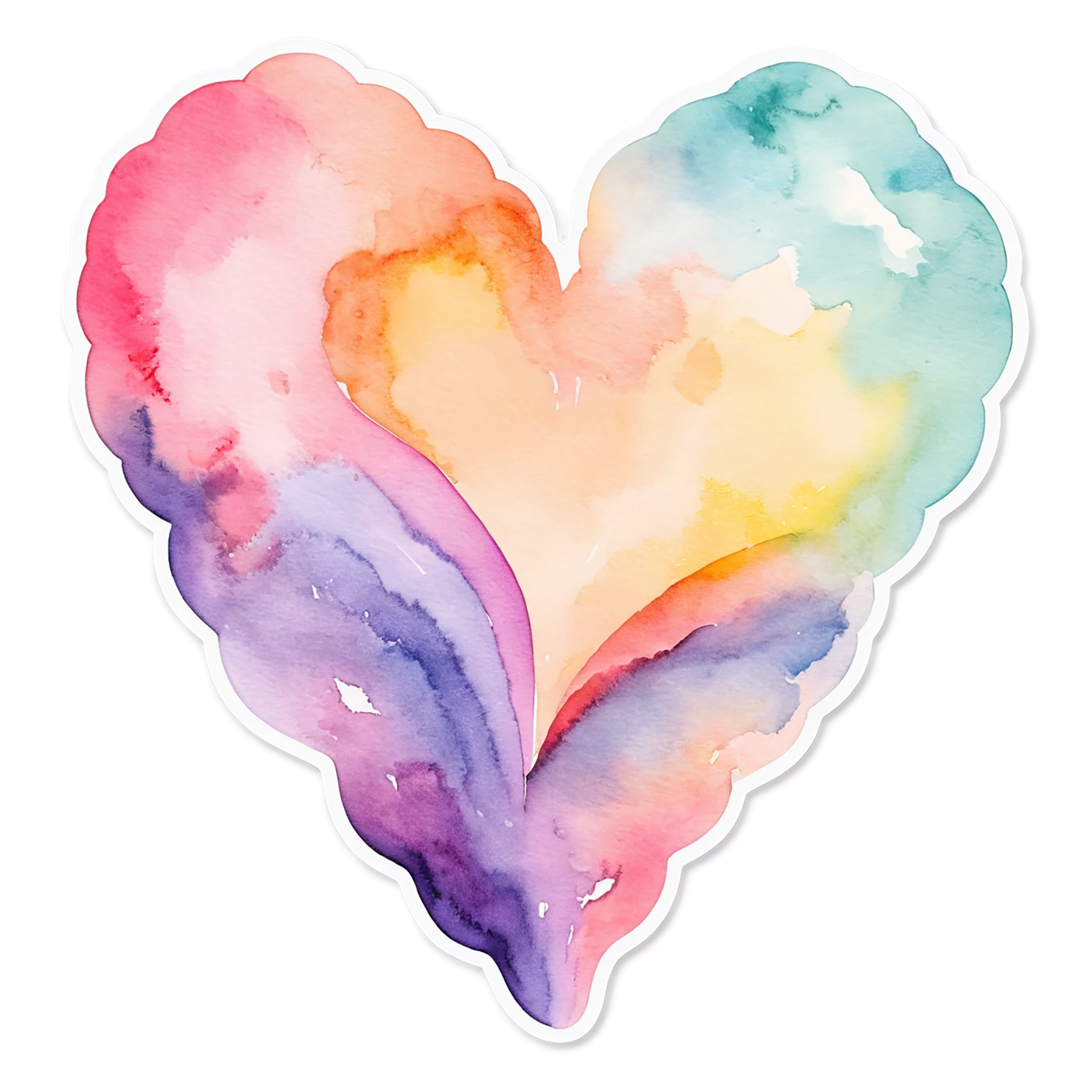 heart watercolor sticker isolated on transparent background #18391