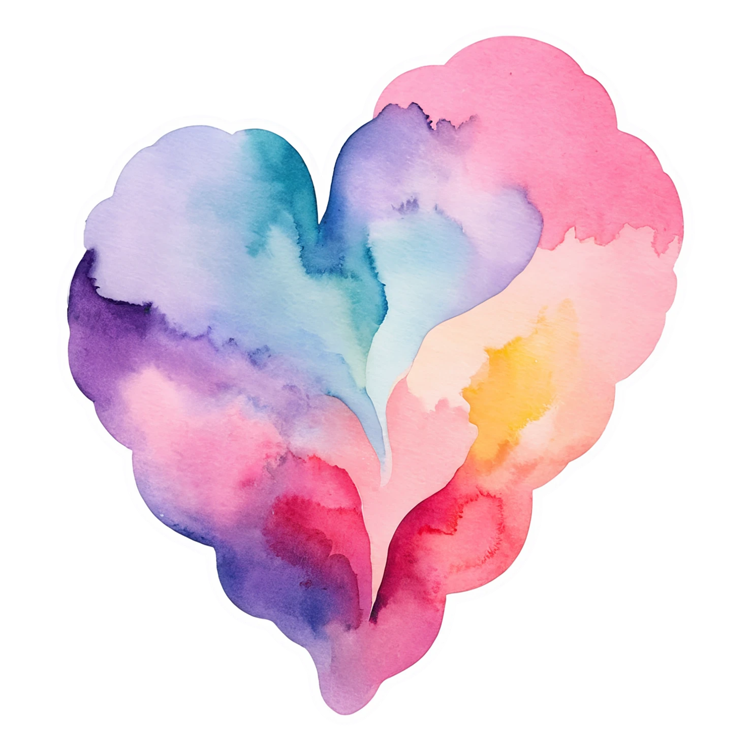 heart watercolor sticker isolated on transparent background #18392