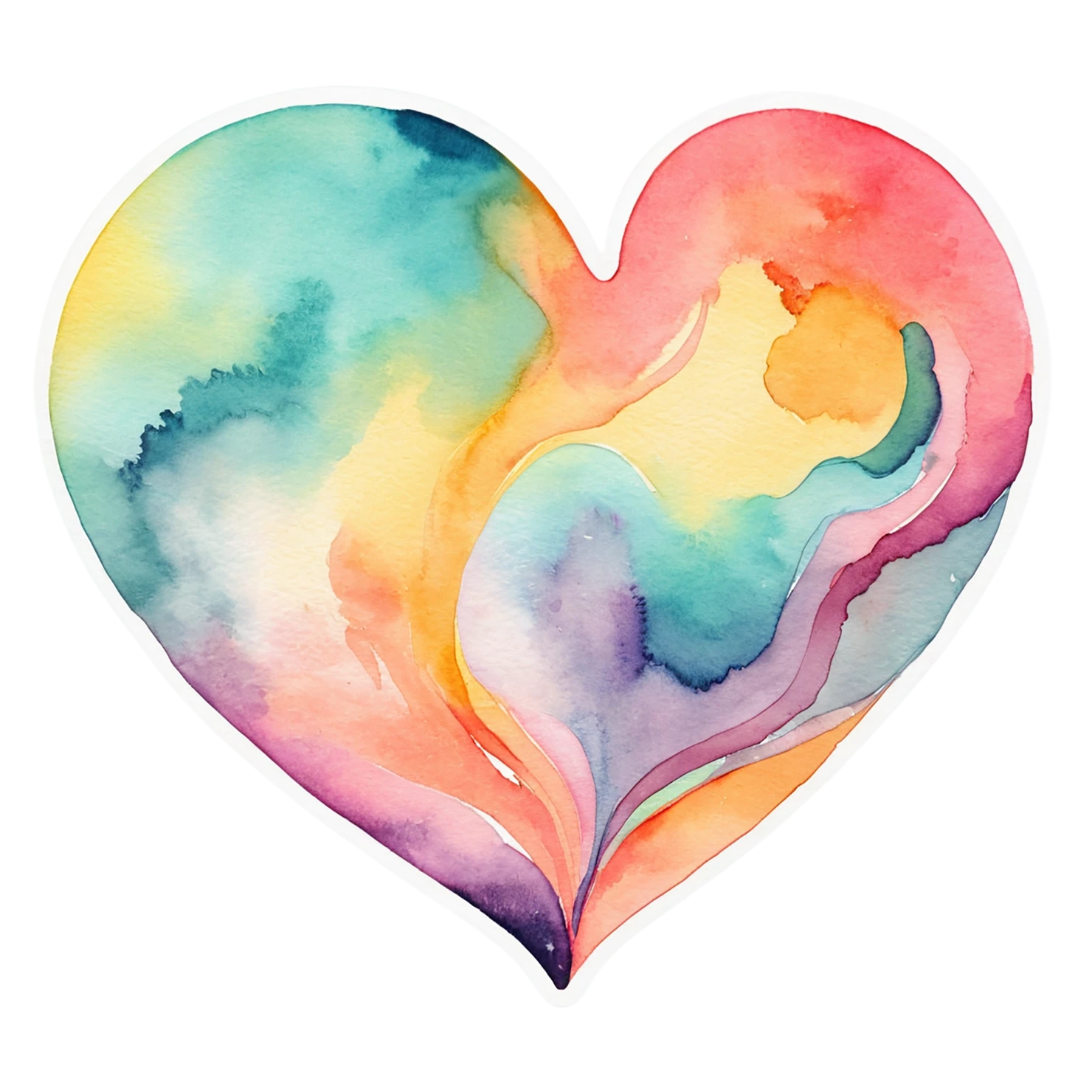 heart watercolor sticker isolated on transparent background #18393