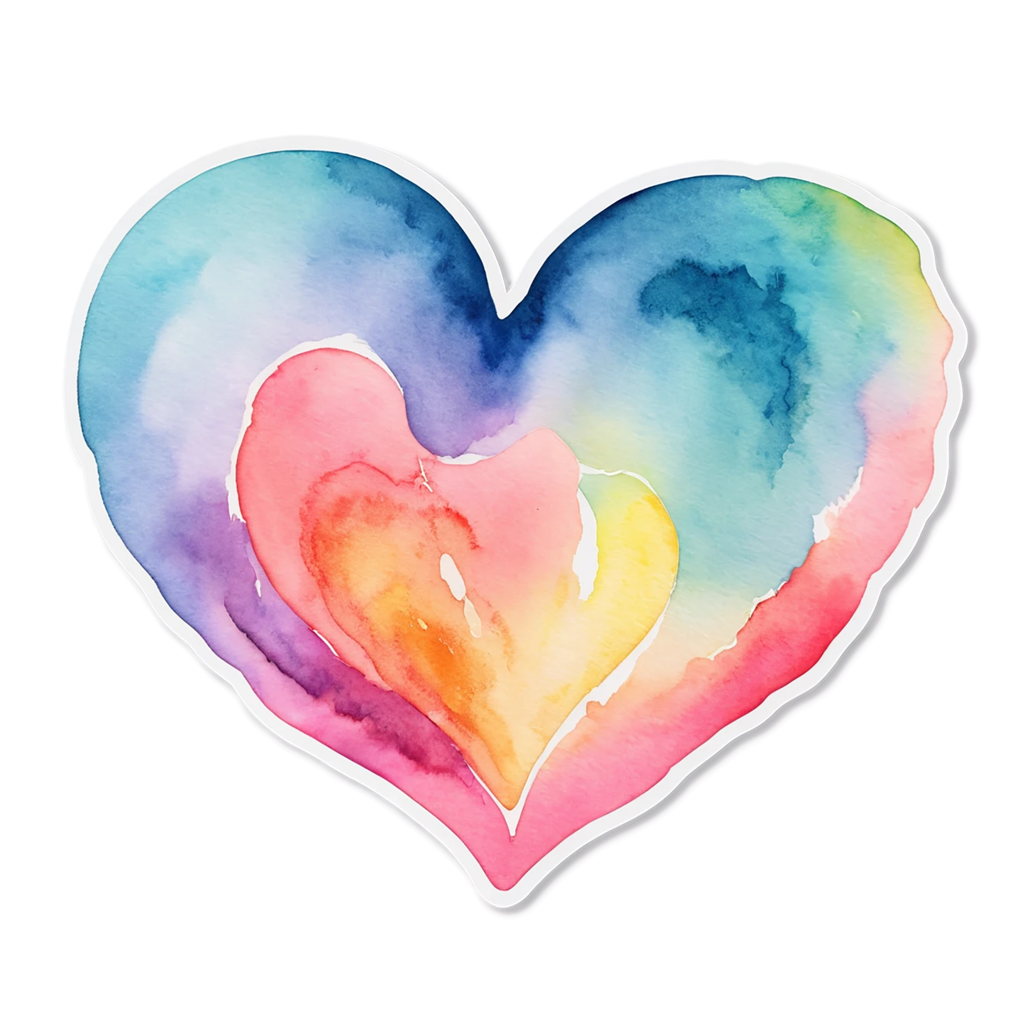 heart watercolor sticker isolated on transparent background #18395