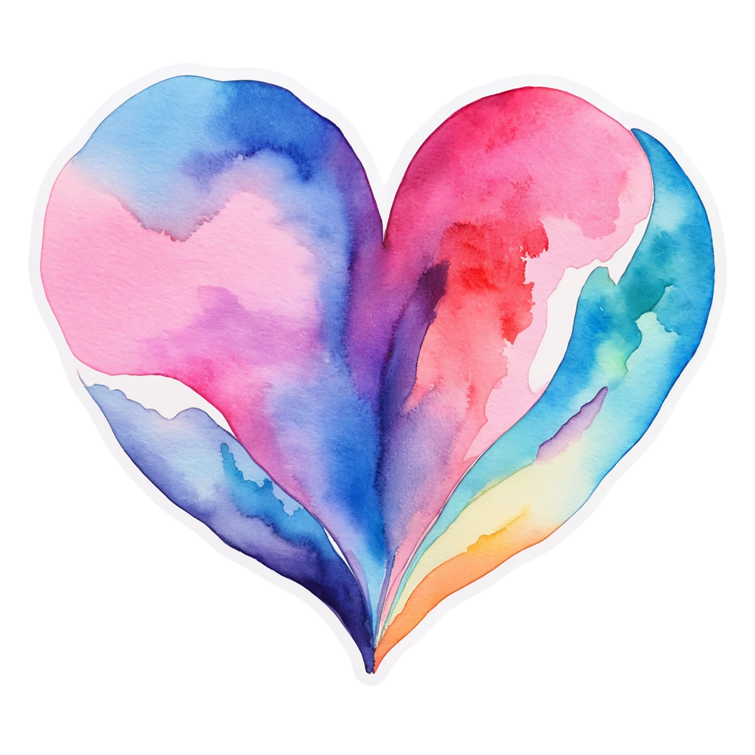 heart watercolor sticker isolated on transparent background #18398