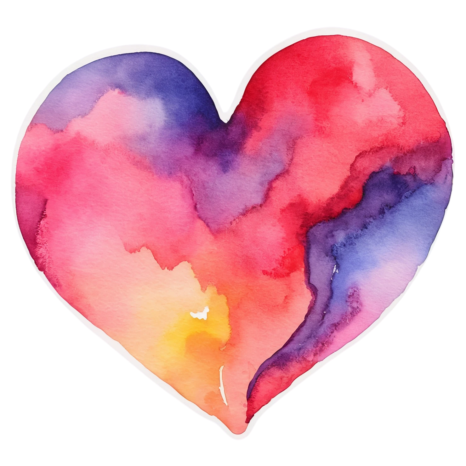 heart watercolor sticker isolated on transparent background #18399