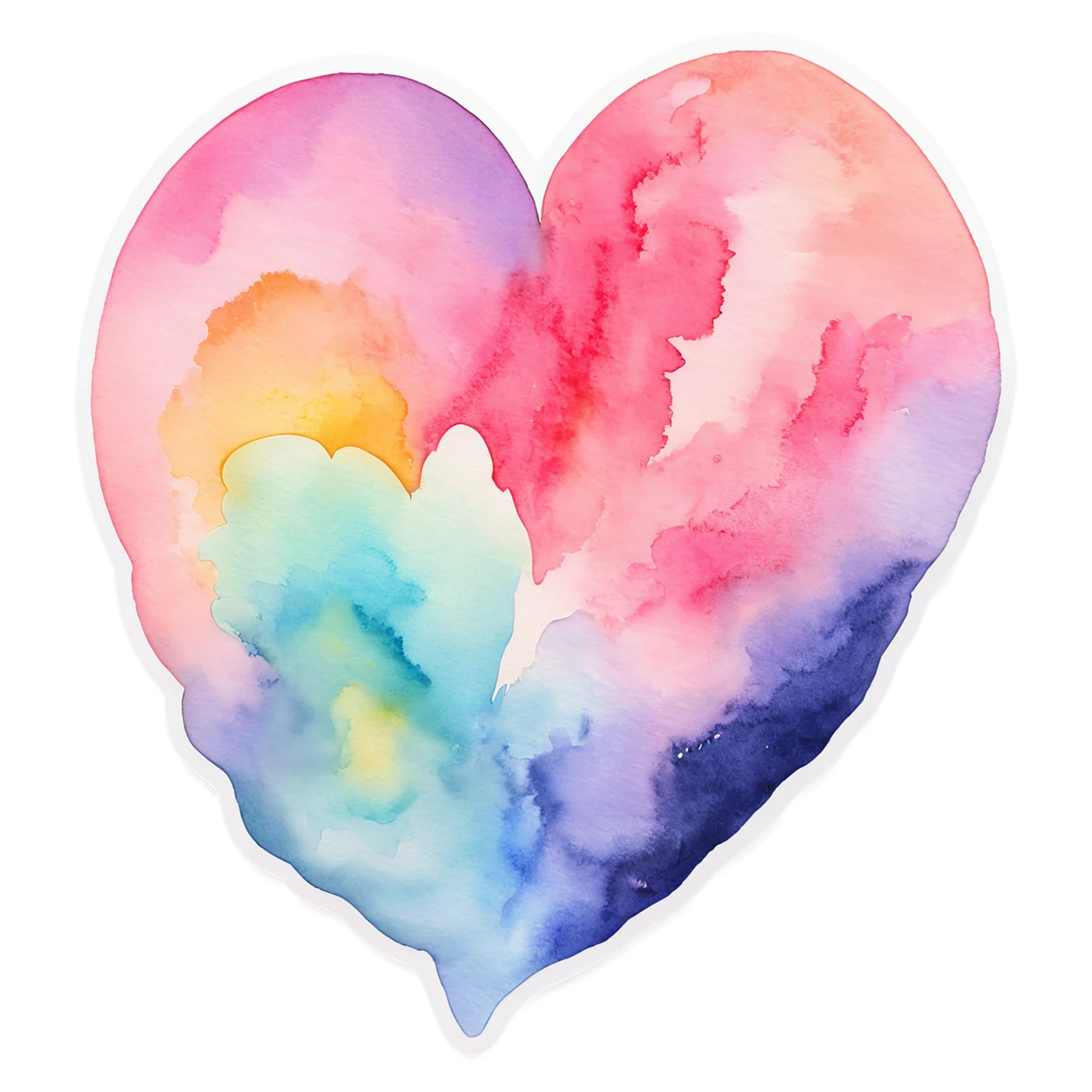 heart watercolor sticker isolated on transparent background #18407