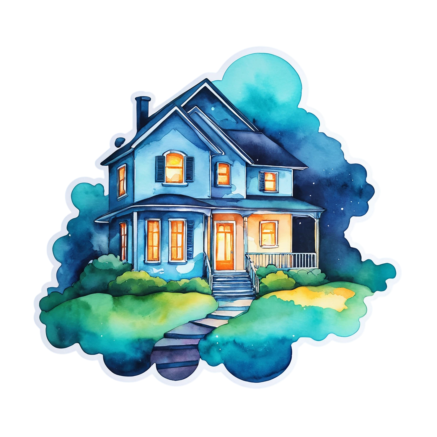 House watercolor sticker isolated on transparent background #19107