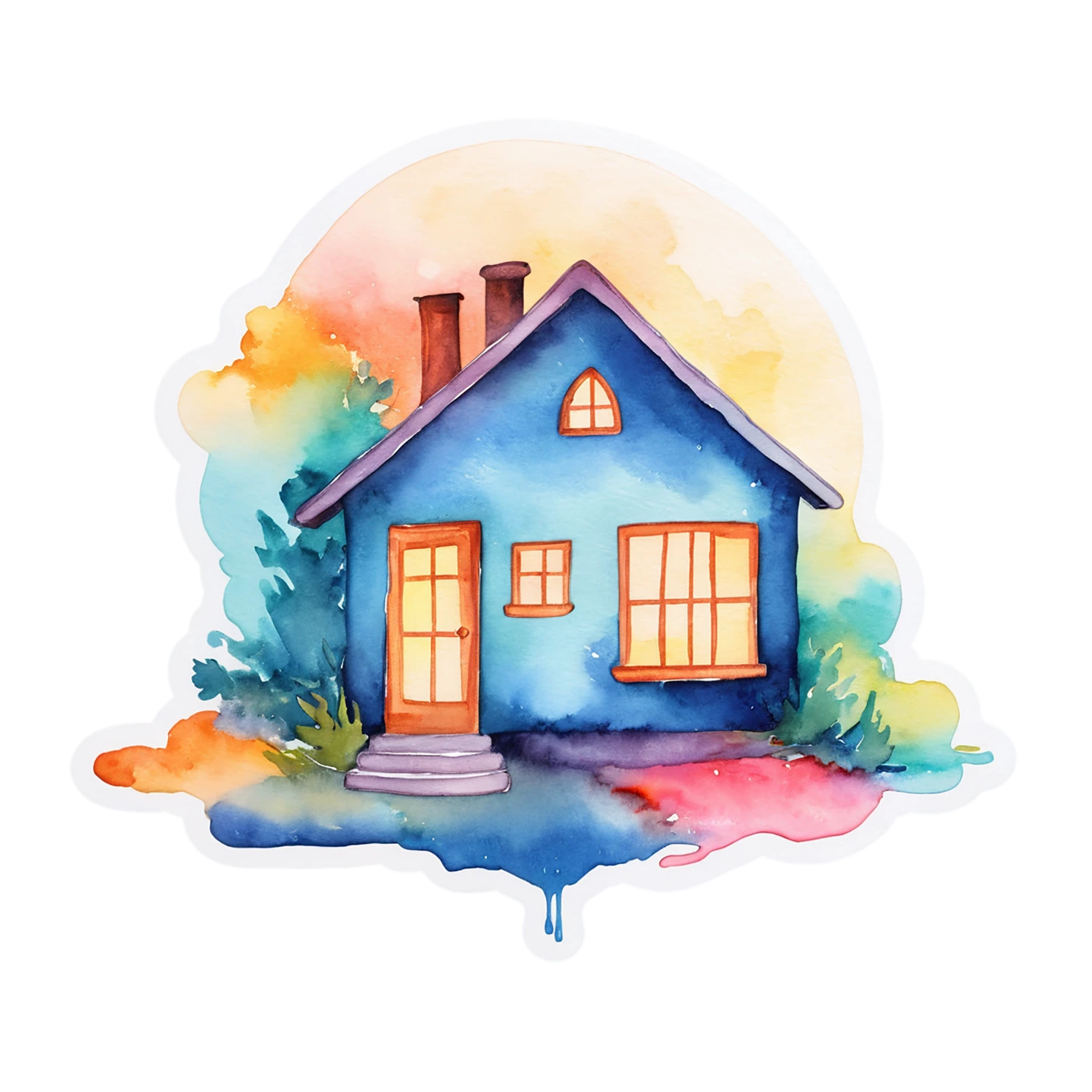 House watercolor sticker isolated on transparent background #19109