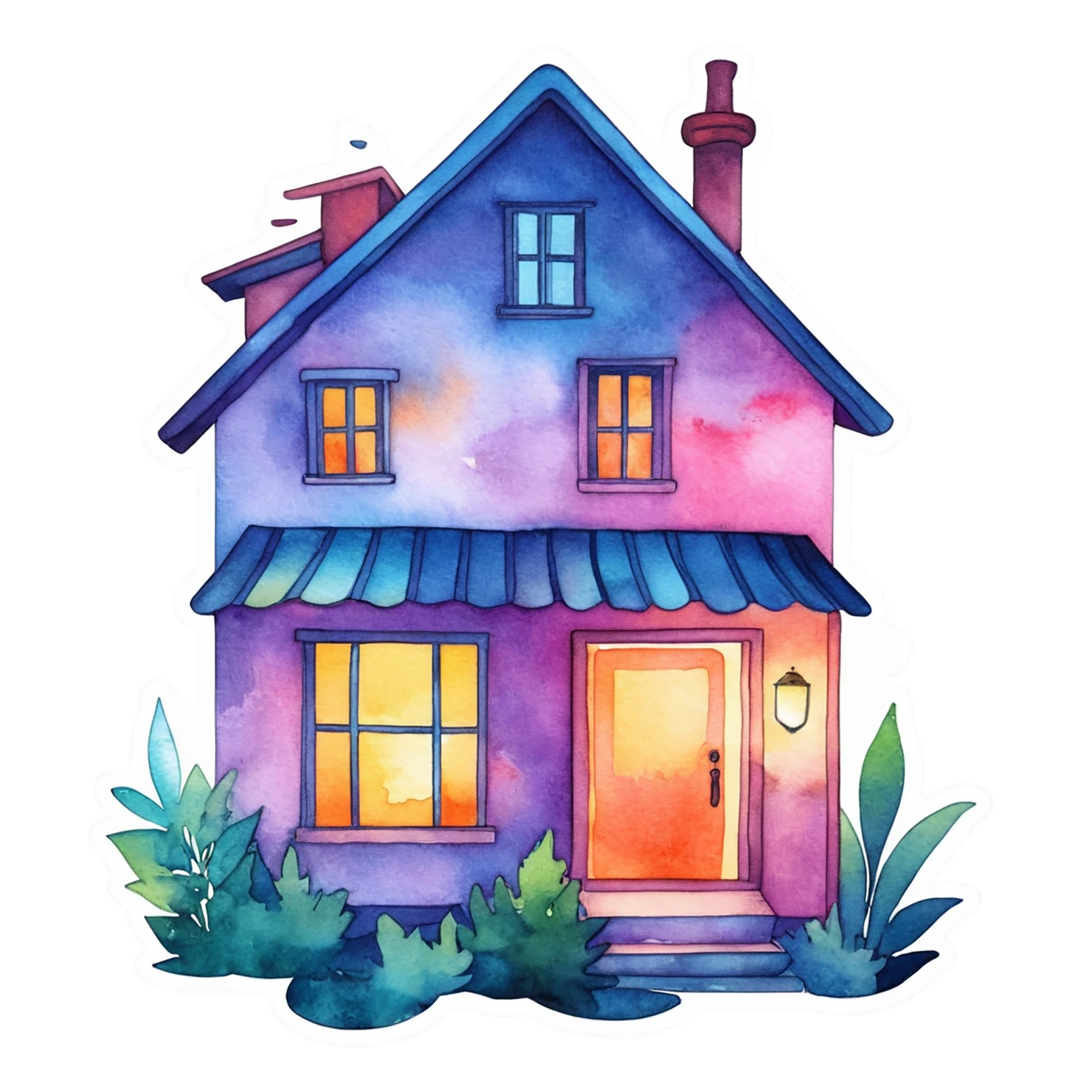 House watercolor sticker isolated on transparent background #19110