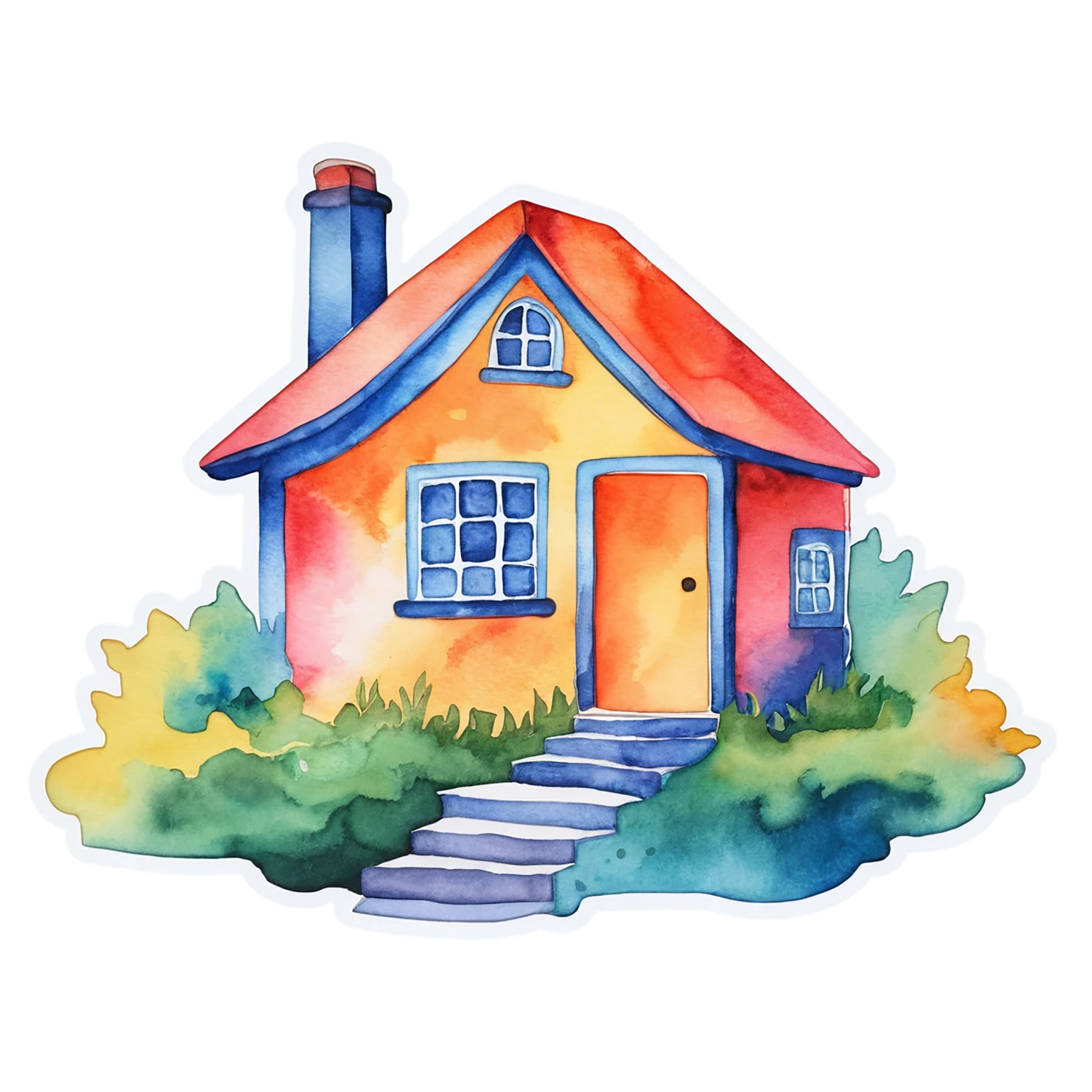 House watercolor sticker isolated on transparent background #19112
