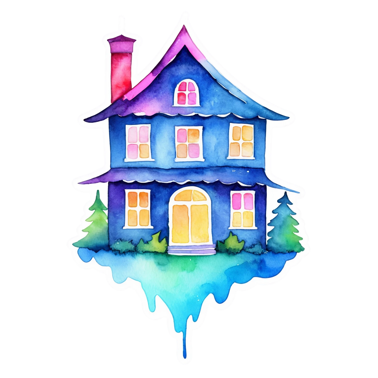 House watercolor sticker isolated on transparent background #19115