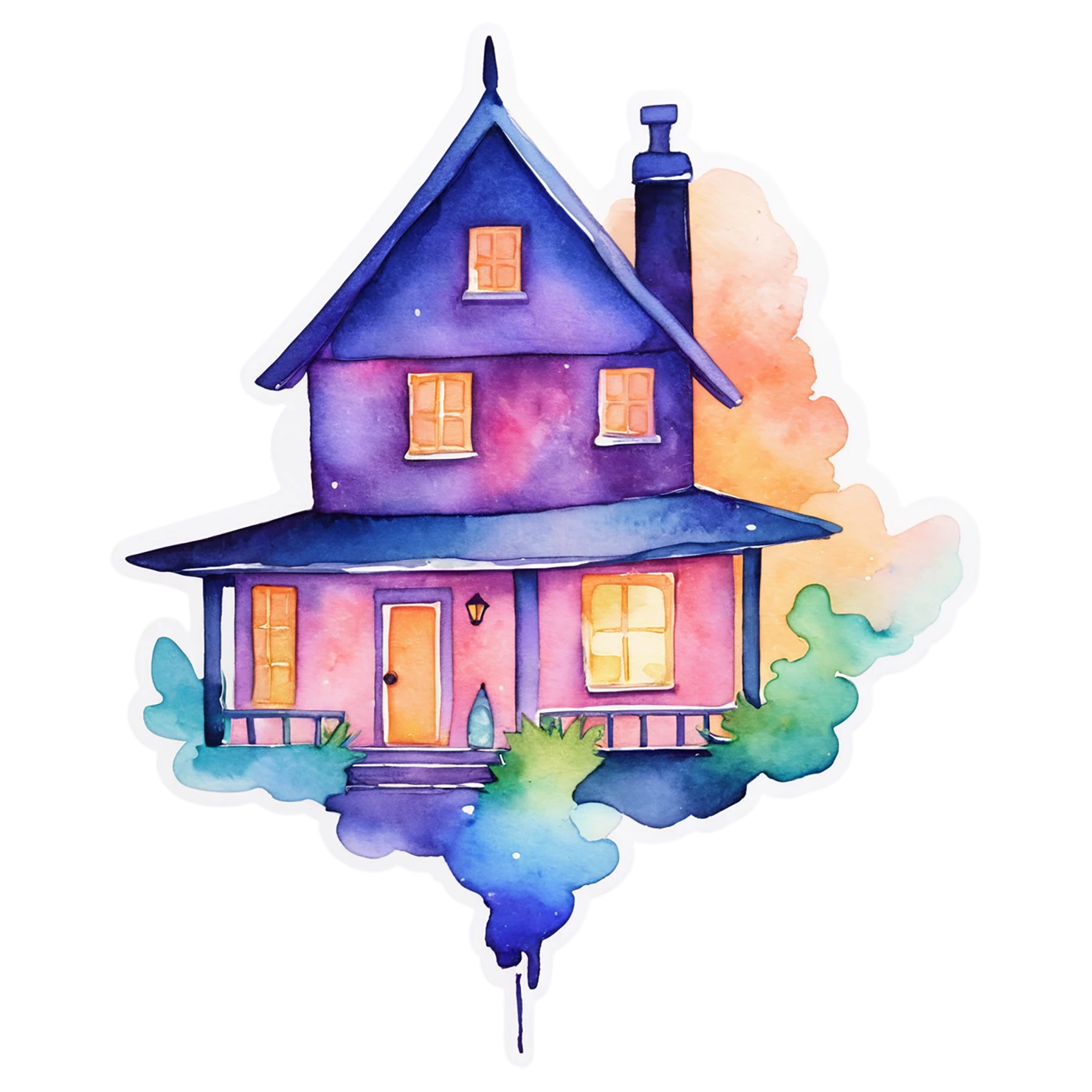 House watercolor sticker isolated on transparent background #19117
