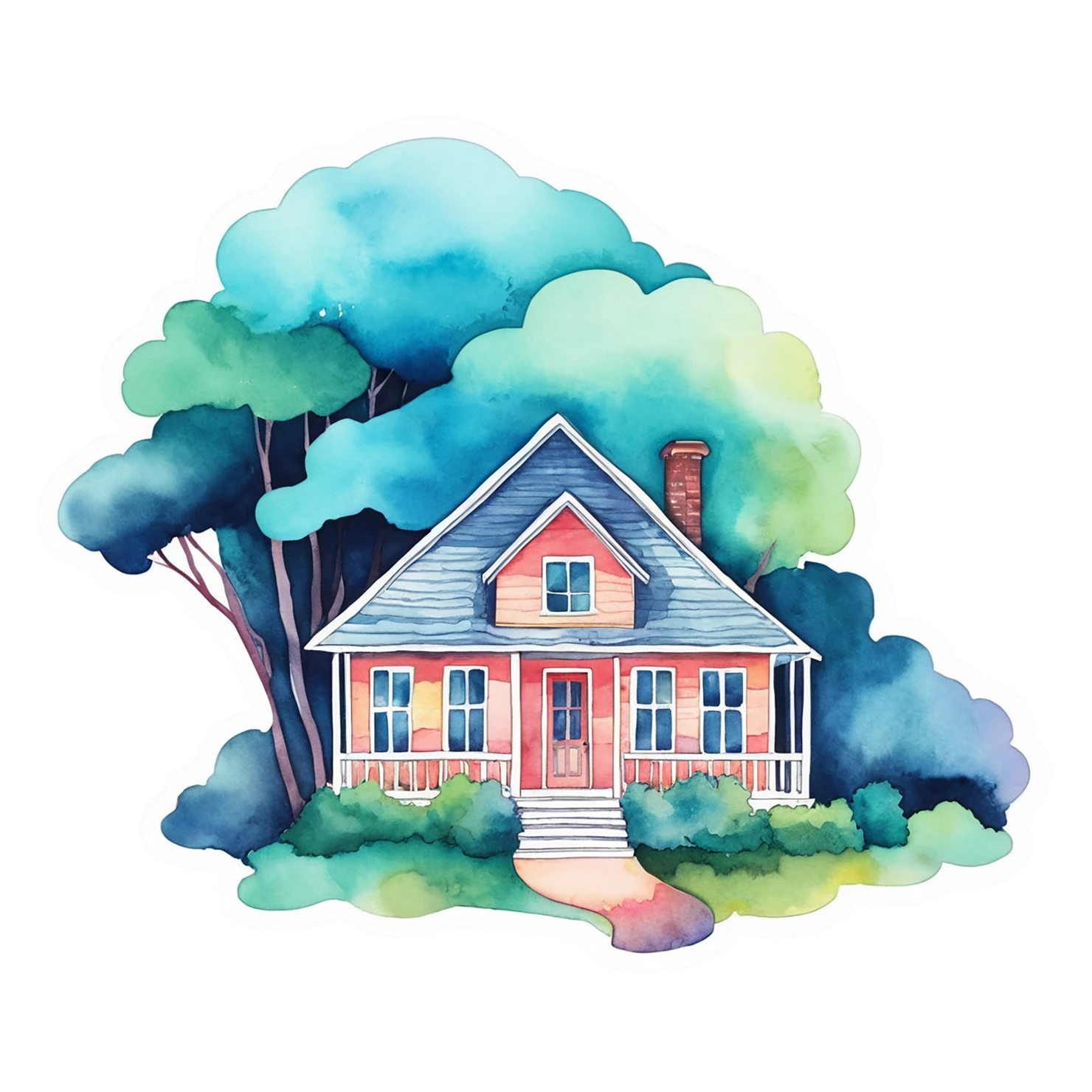 House watercolor sticker isolated on transparent background #19118