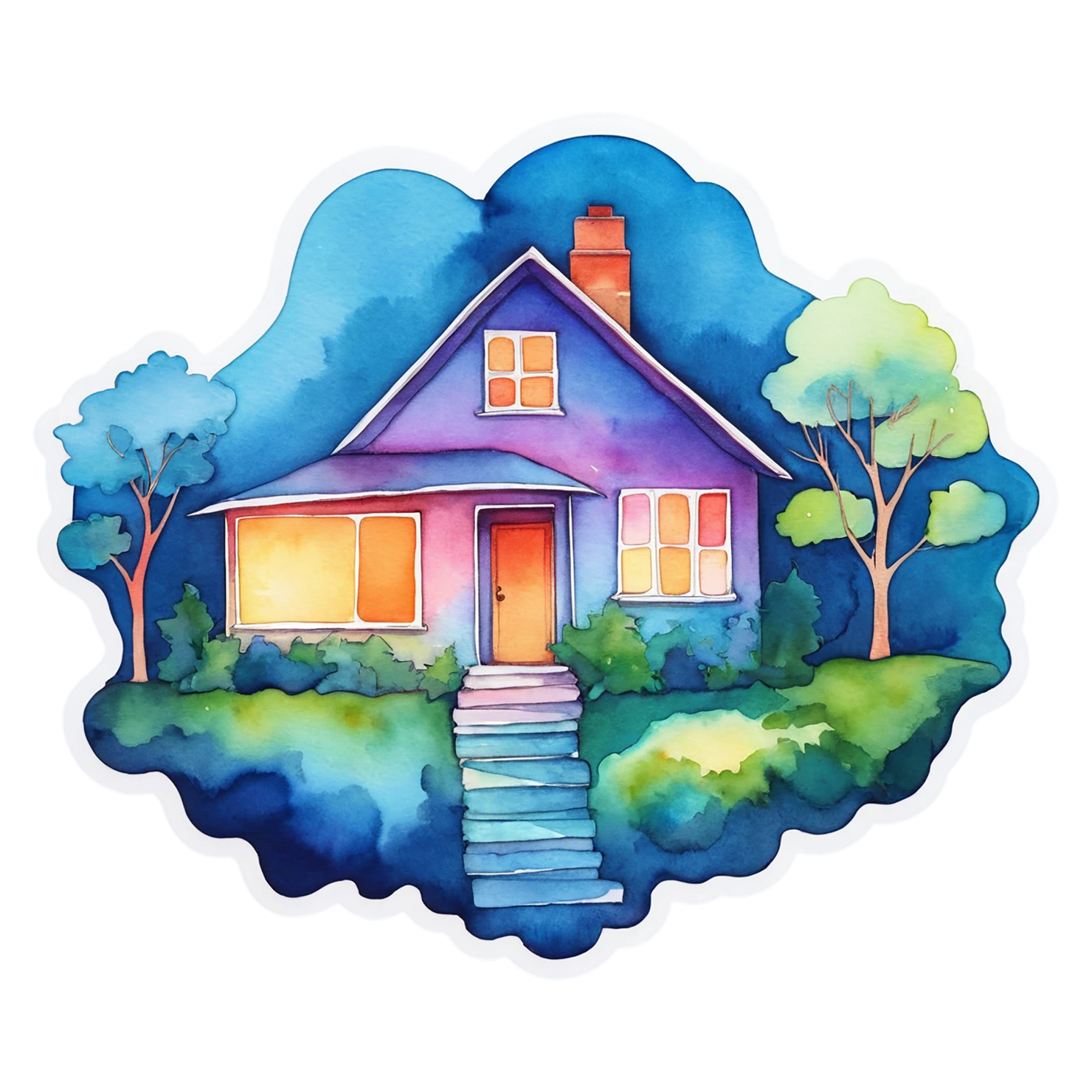 House watercolor sticker isolated on transparent background #19119