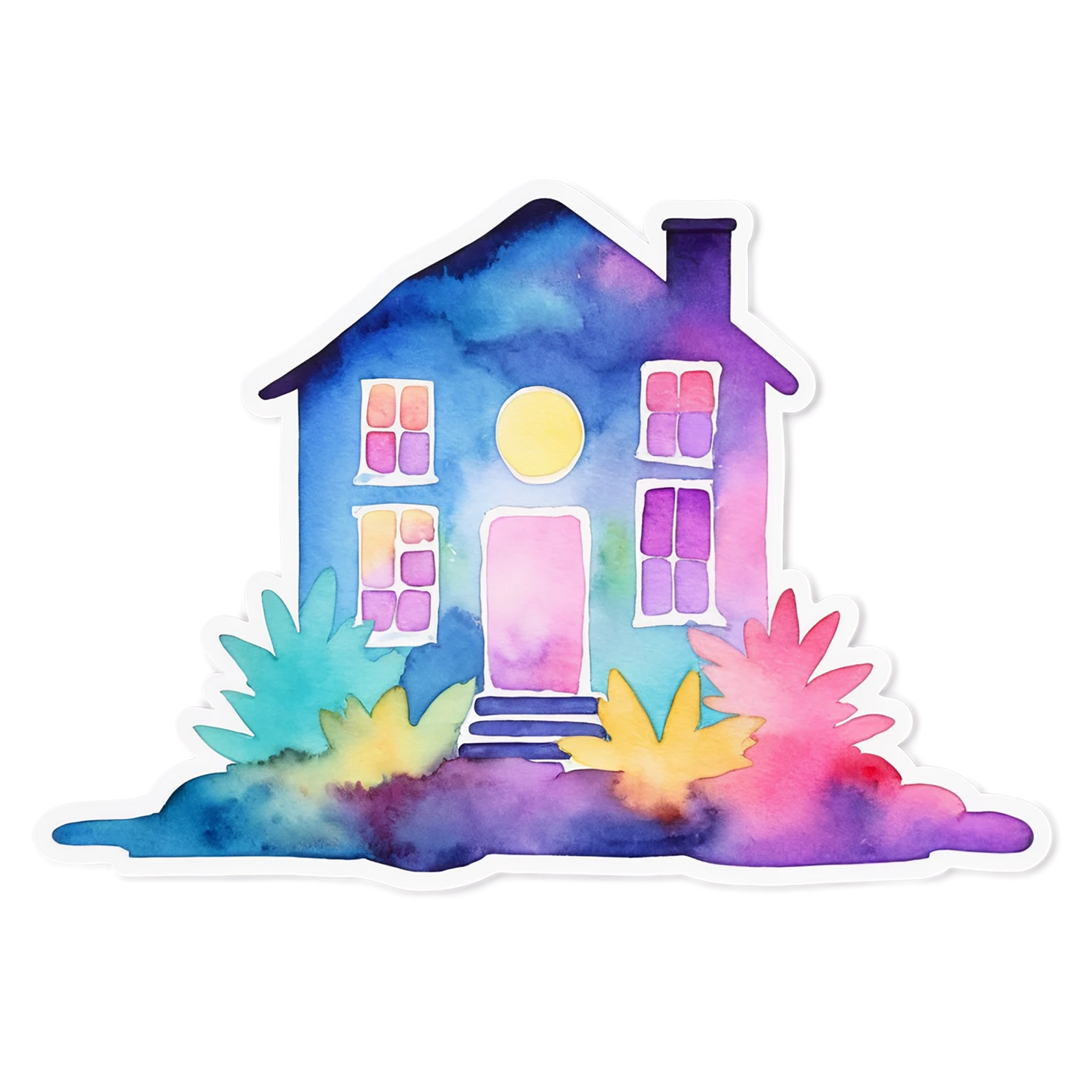 House watercolor sticker isolated on transparent background #19121