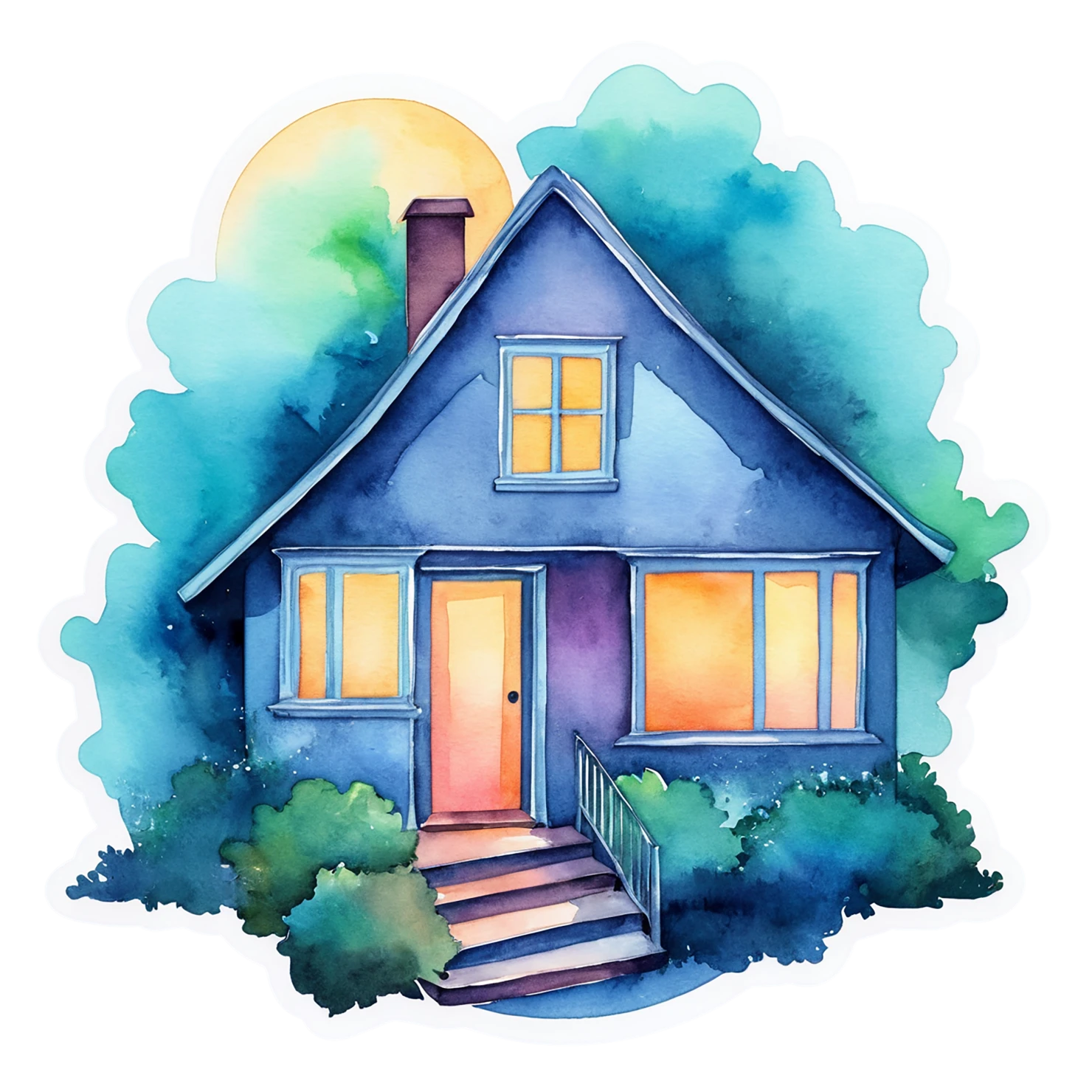 House watercolor sticker isolated on transparent background #19123
