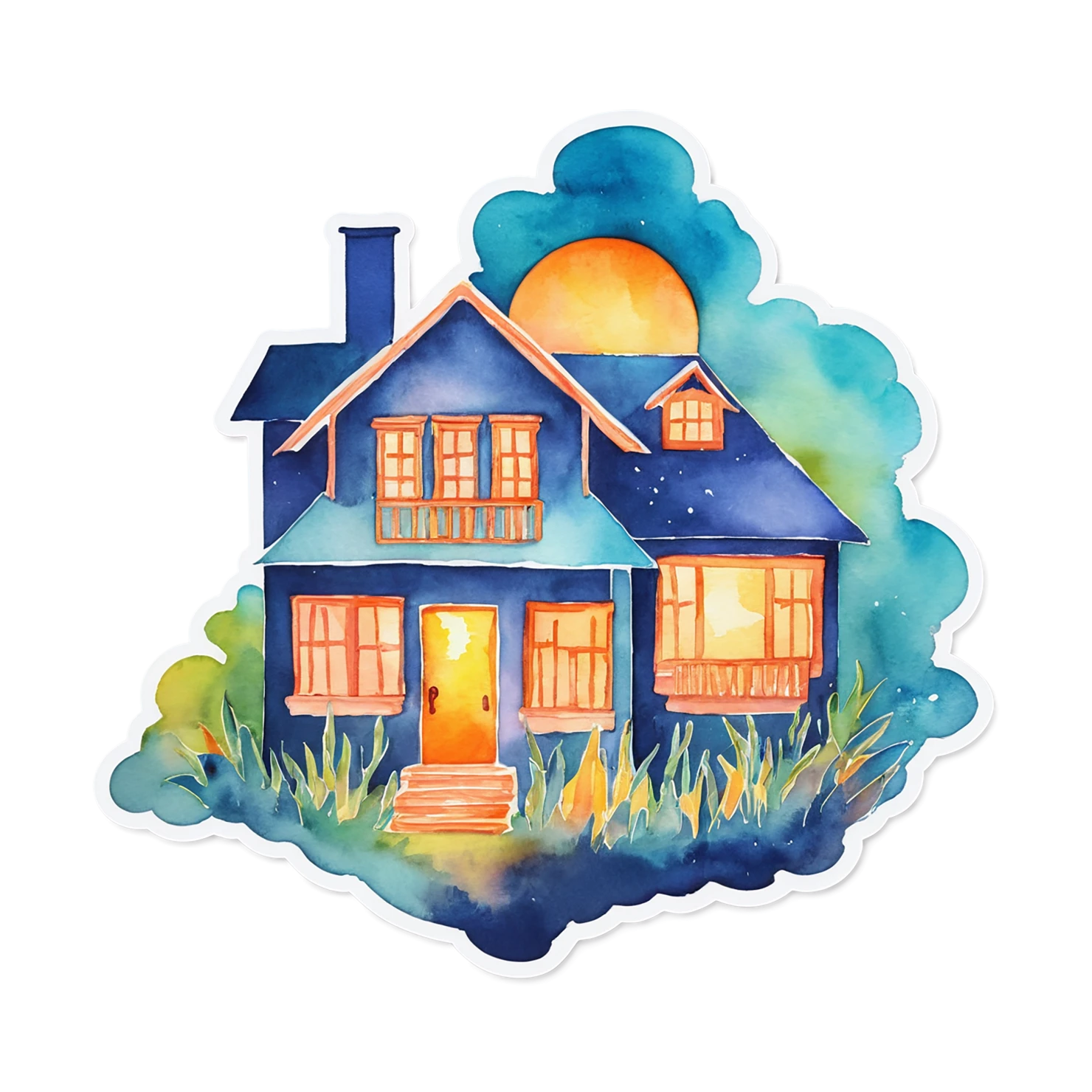 House watercolor sticker isolated on transparent background #19124