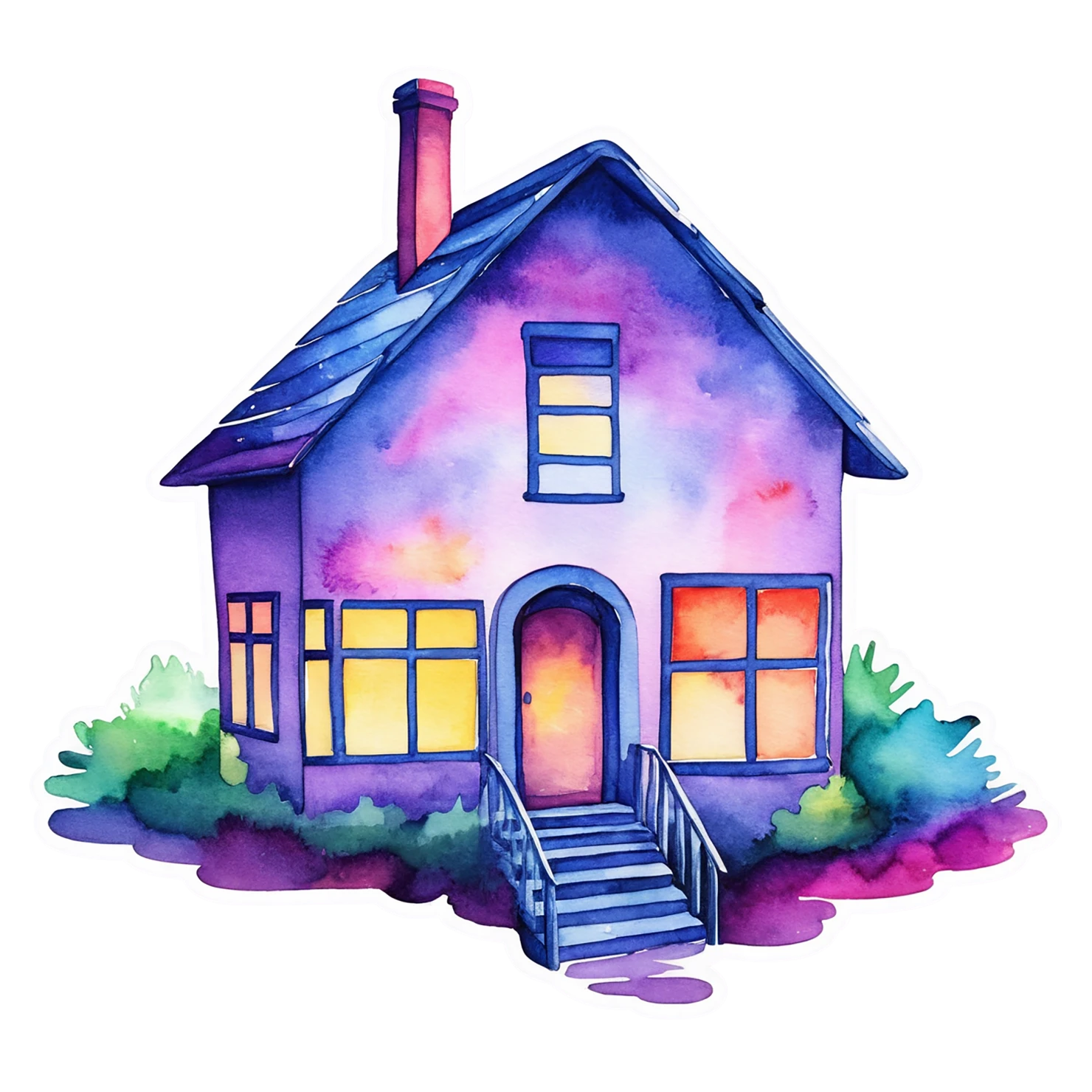 House watercolor sticker isolated on transparent background #19125
