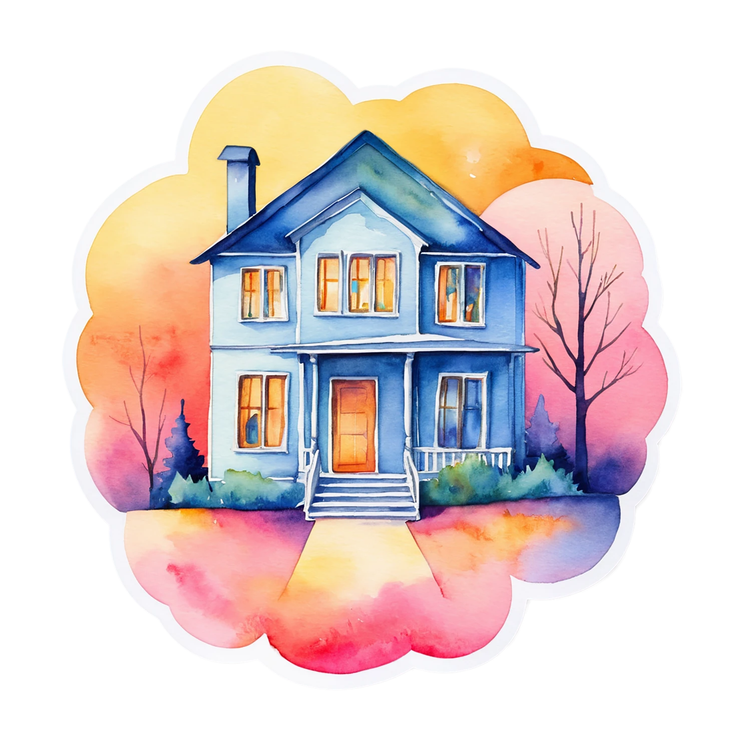 House watercolor sticker isolated on transparent background #19126