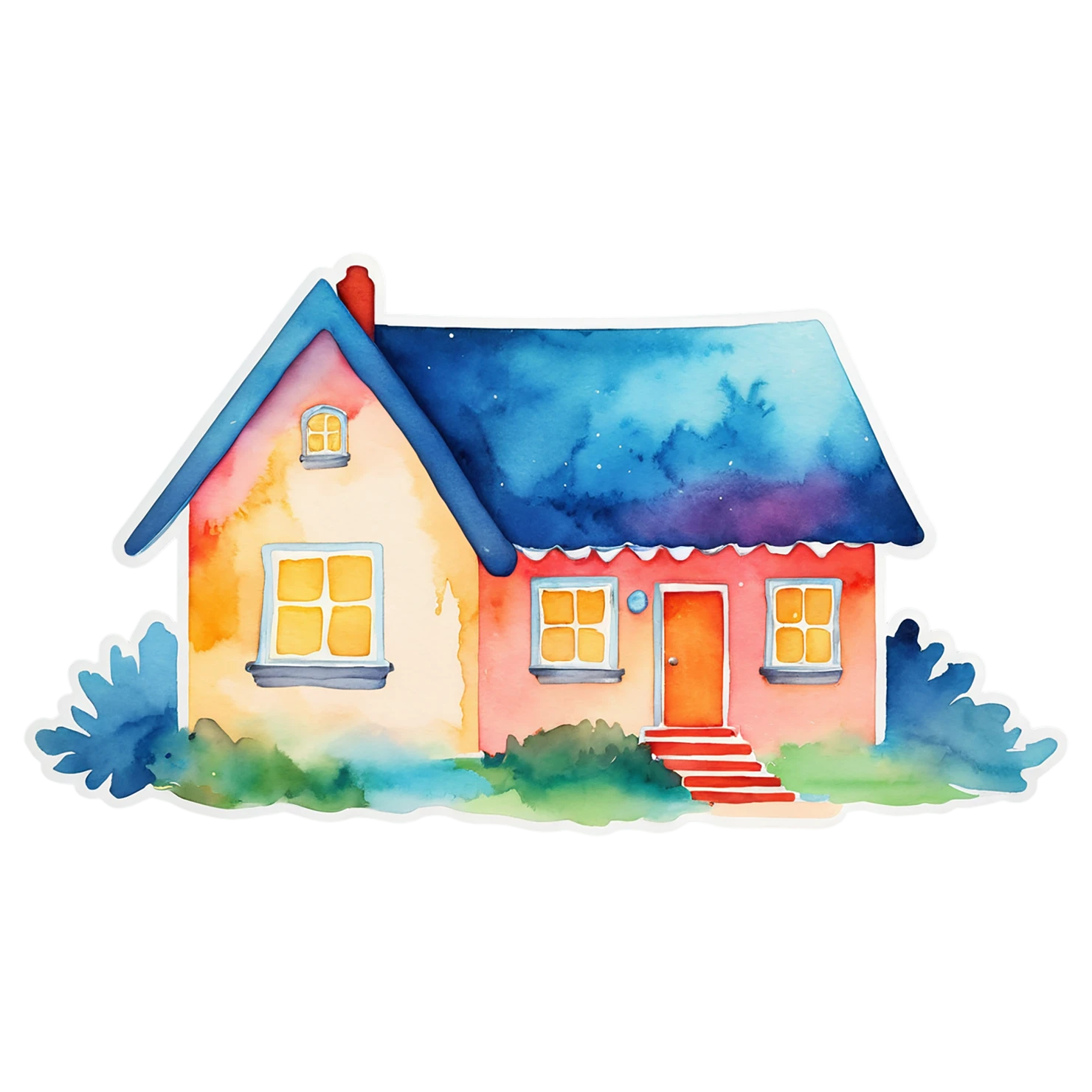 House watercolor sticker isolated on transparent background #19128