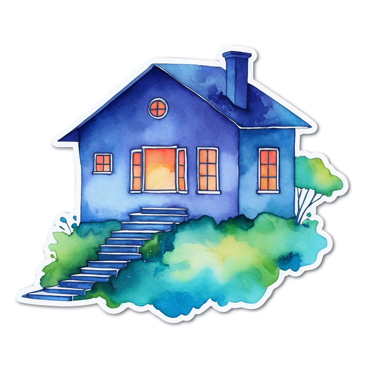House watercolor sticker isolated on transparent background #19130