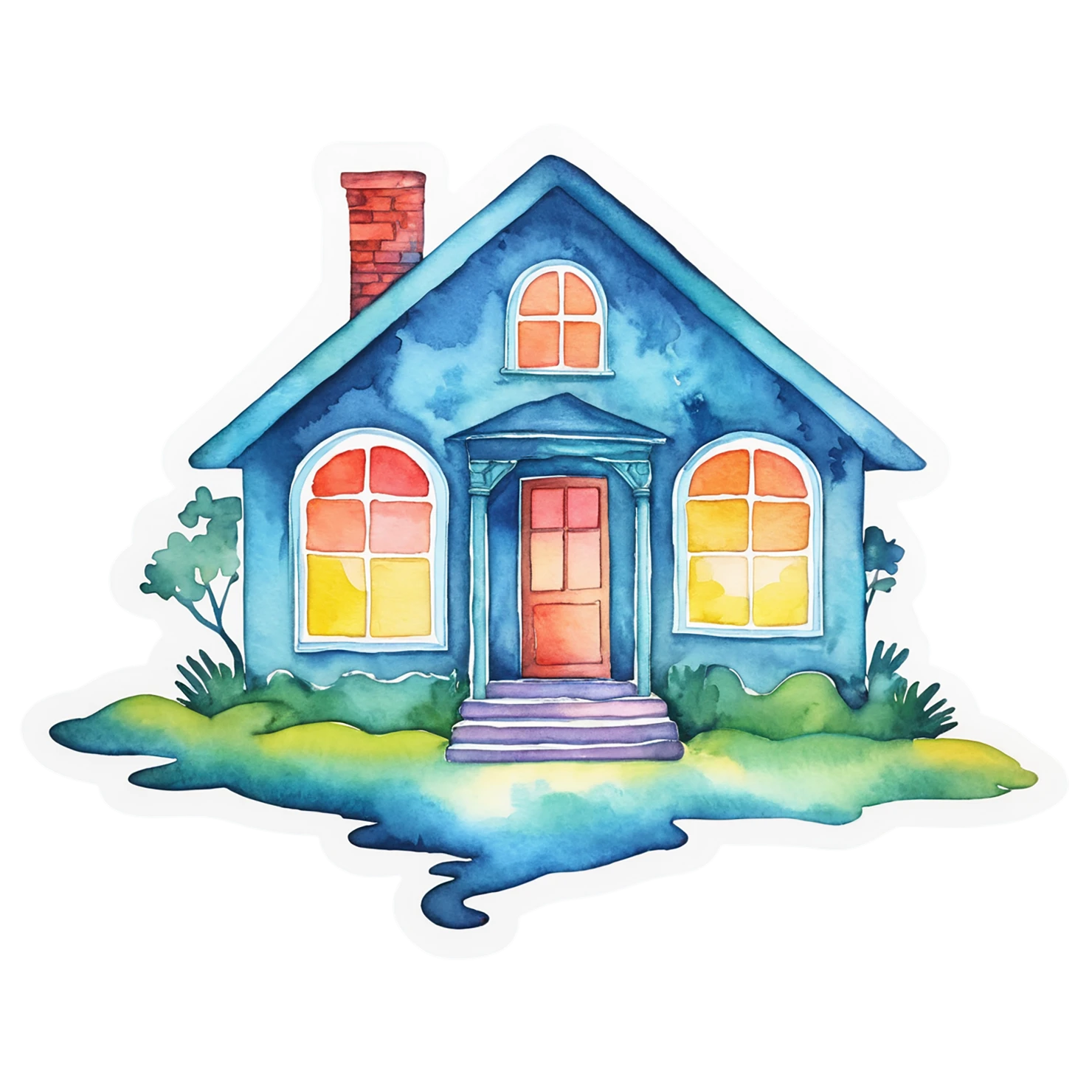 House watercolor sticker isolated on transparent background #19131