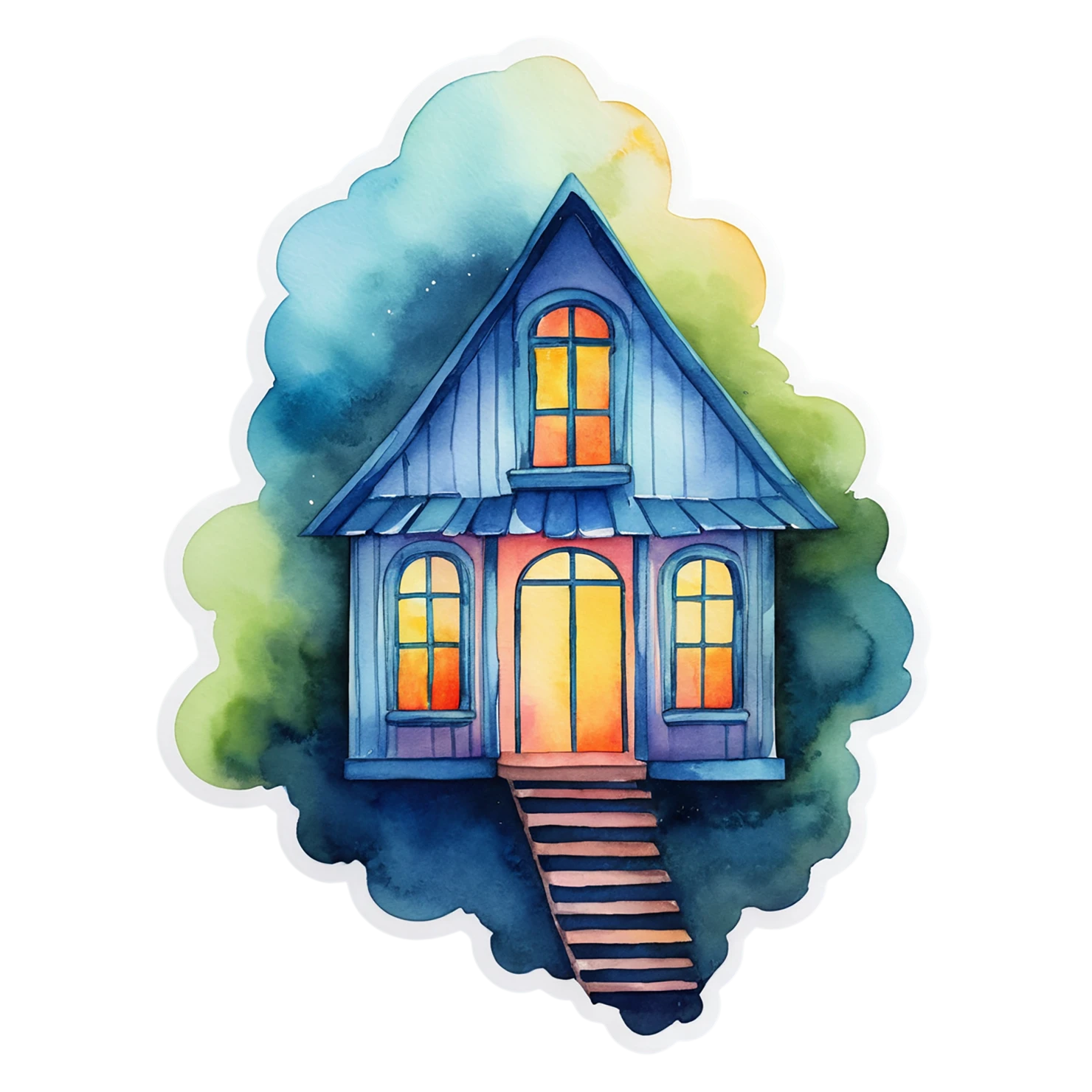 House watercolor sticker isolated on transparent background #19132