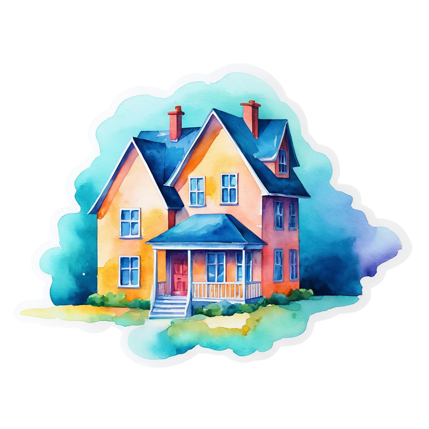 House watercolor sticker isolated on transparent background #19133