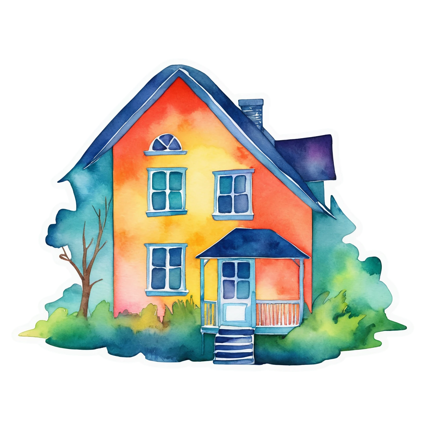 House watercolor sticker isolated on transparent background #19135