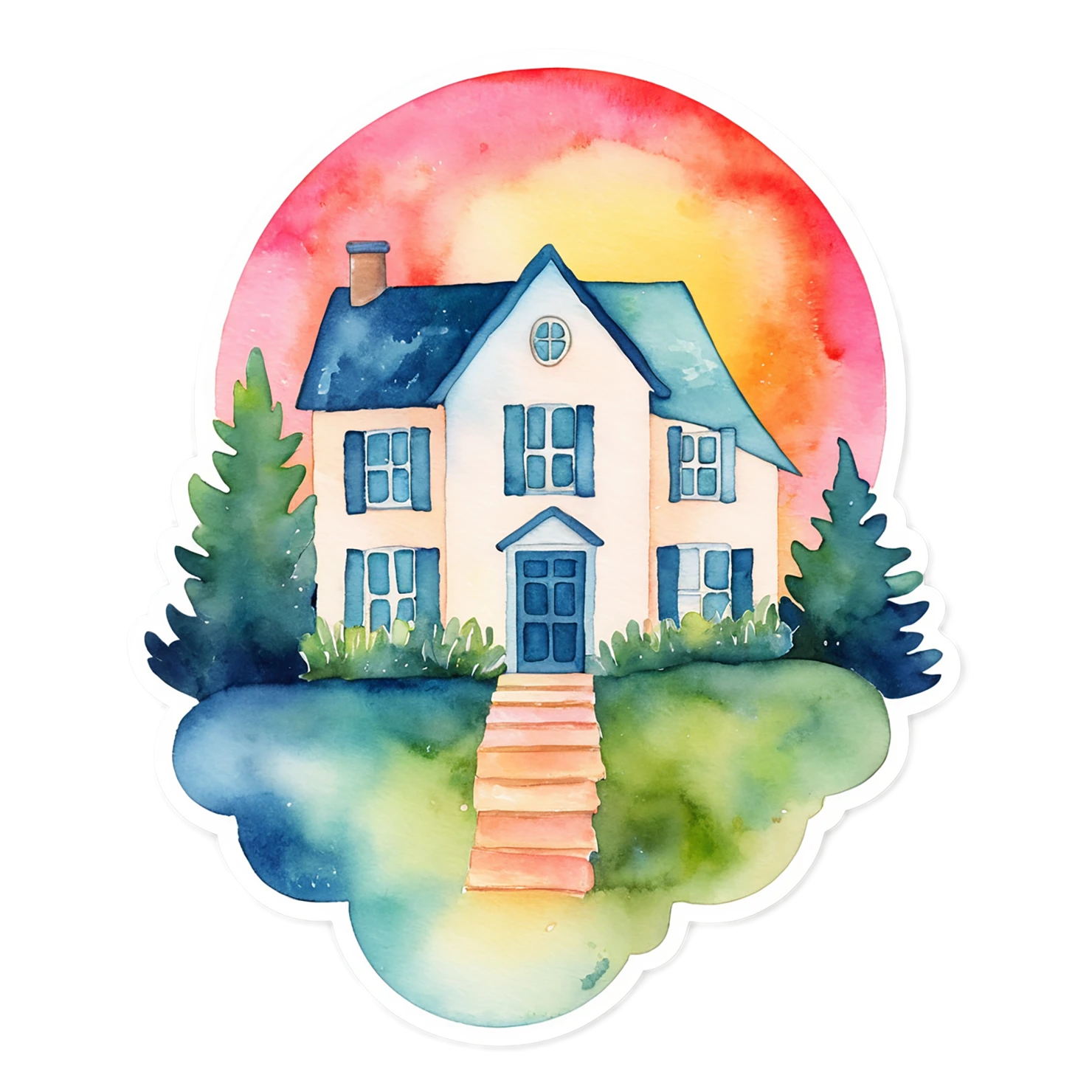 House watercolor sticker isolated on transparent background #19136