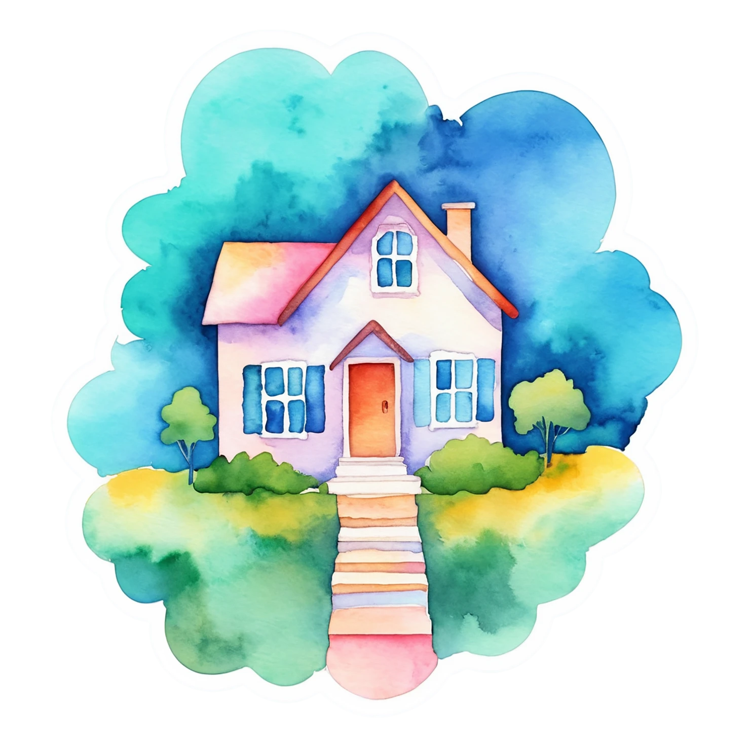 House watercolor sticker isolated on transparent background #19137