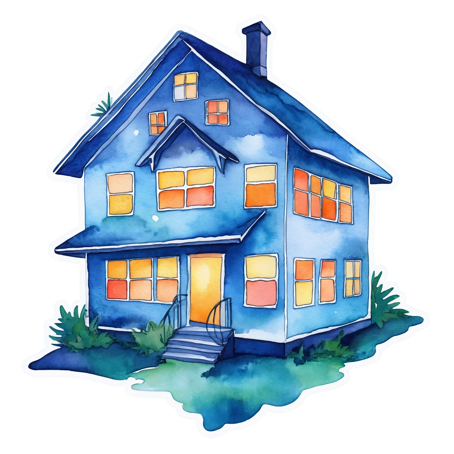 House watercolor sticker isolated on transparent background #19138