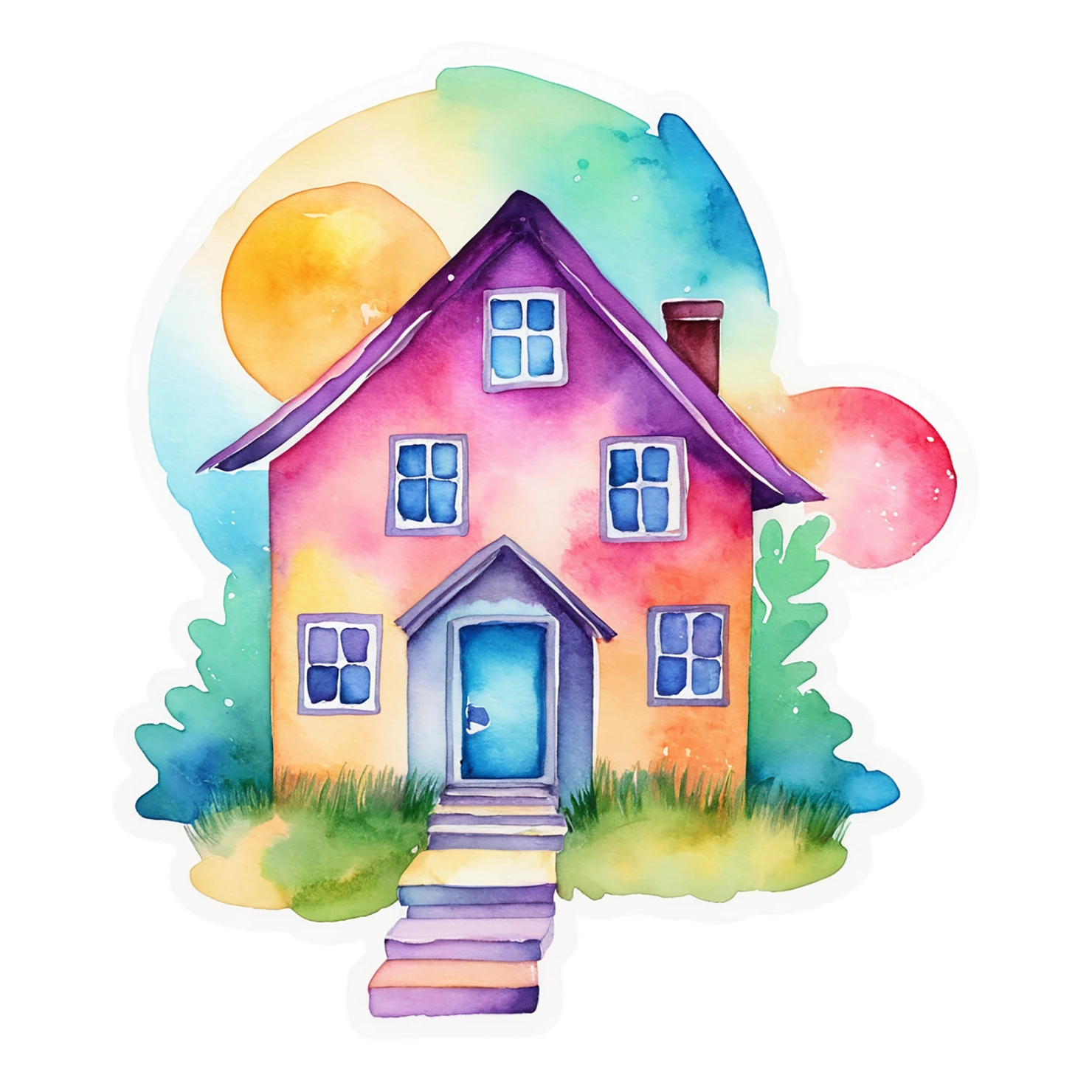 House watercolor sticker isolated on transparent background #19141