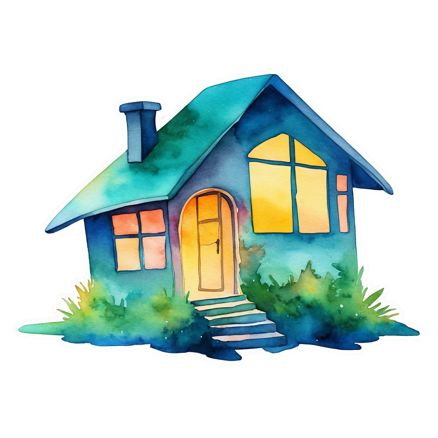 House watercolor sticker isolated on transparent background #19142
