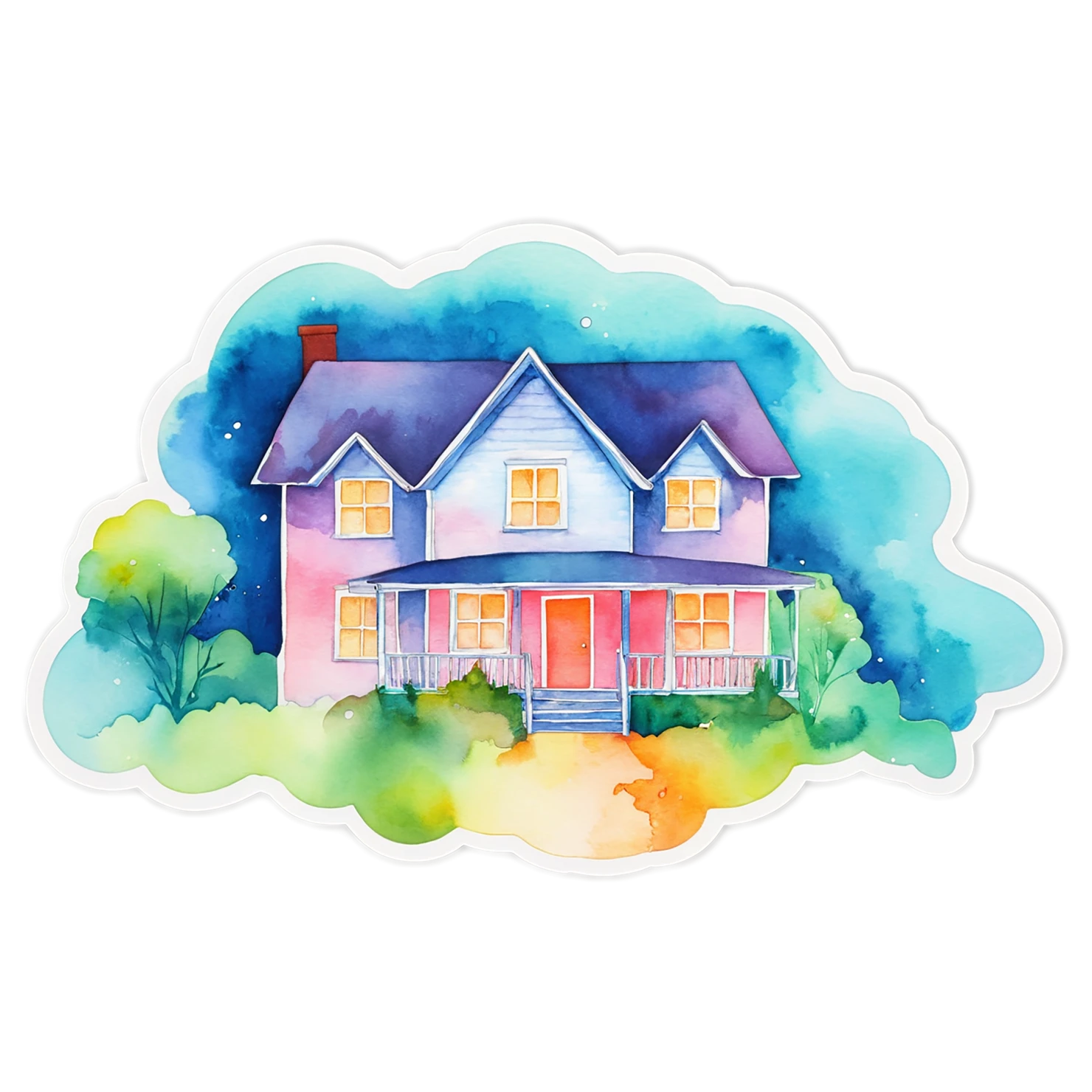 House watercolor sticker isolated on transparent background #19147