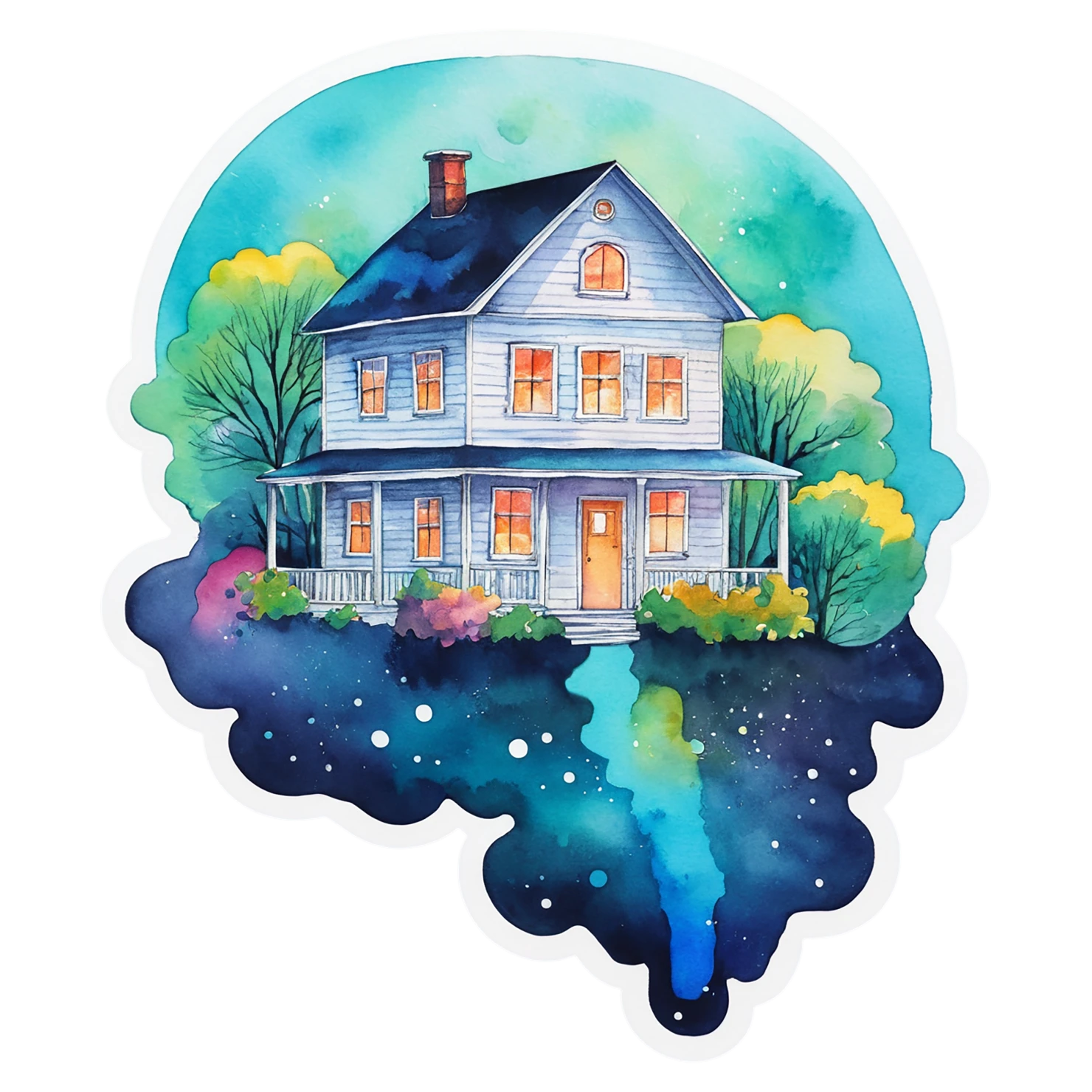 House watercolor sticker isolated on transparent background #19150