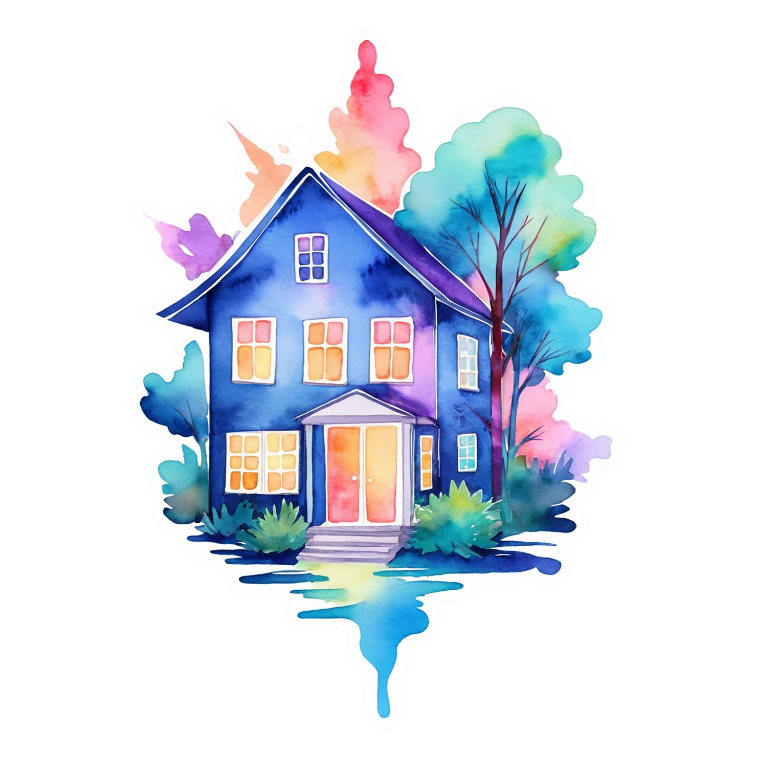 House watercolor sticker isolated on transparent background #19151