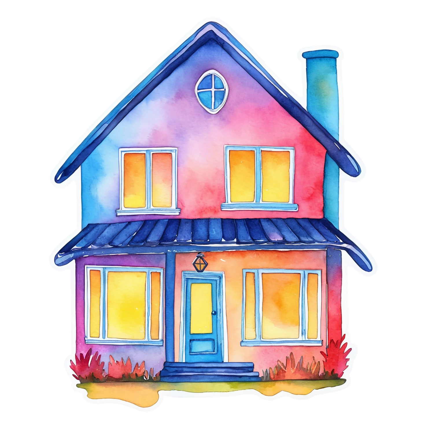 House watercolor sticker isolated on transparent background #19152